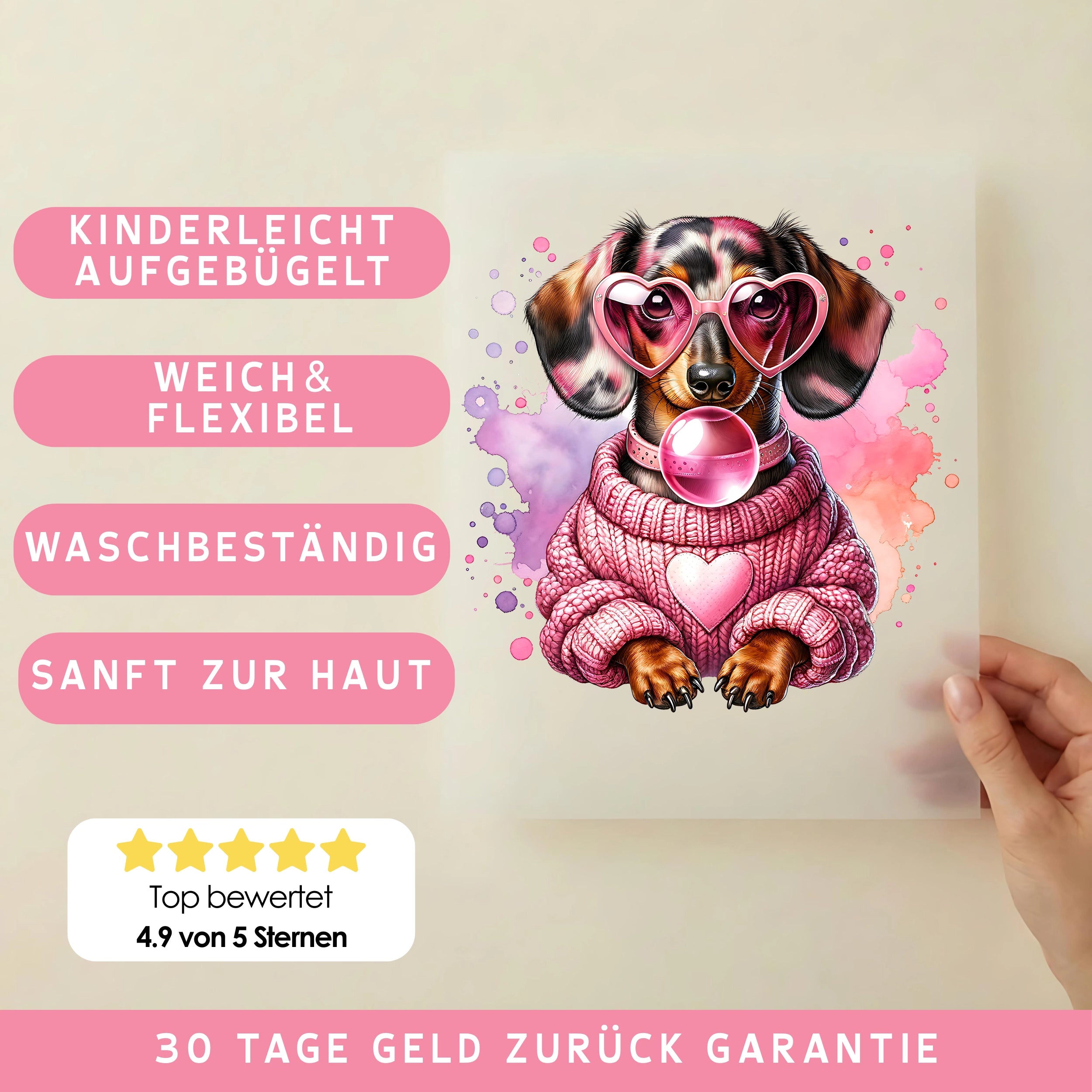 Bügelbild Girly Dackel