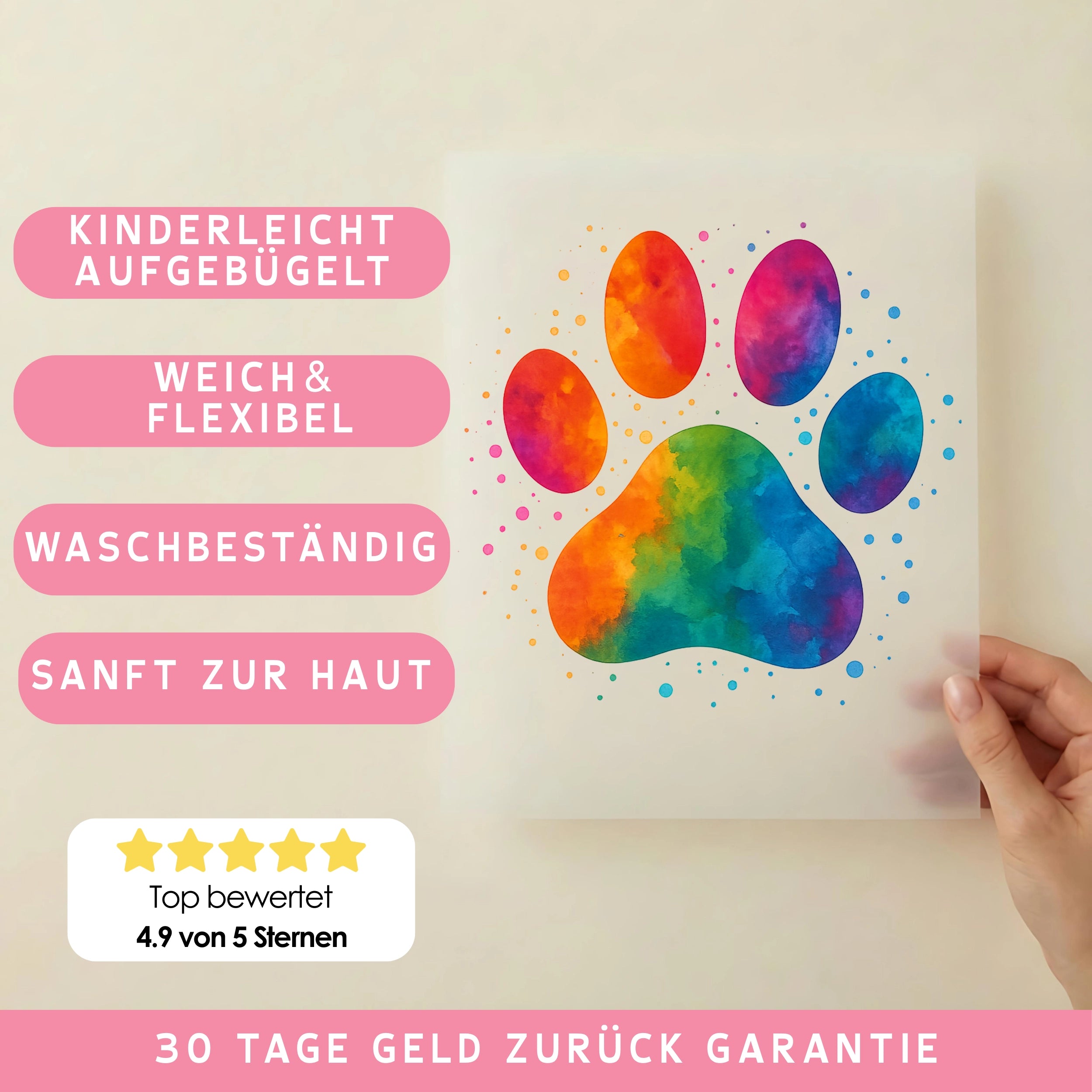 Bügelbild Pfote Splash