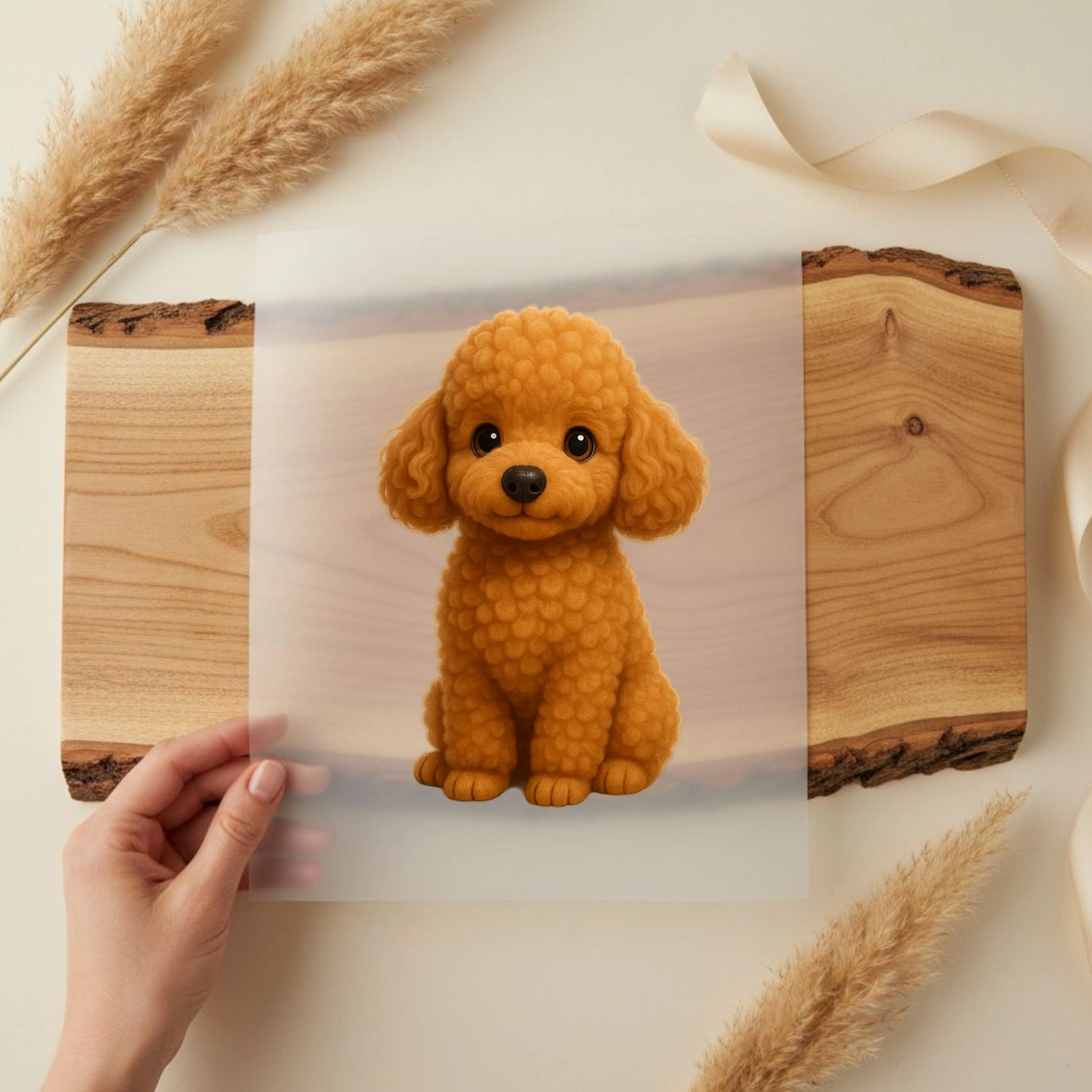 Bügelbild Hund Apricot Pudel