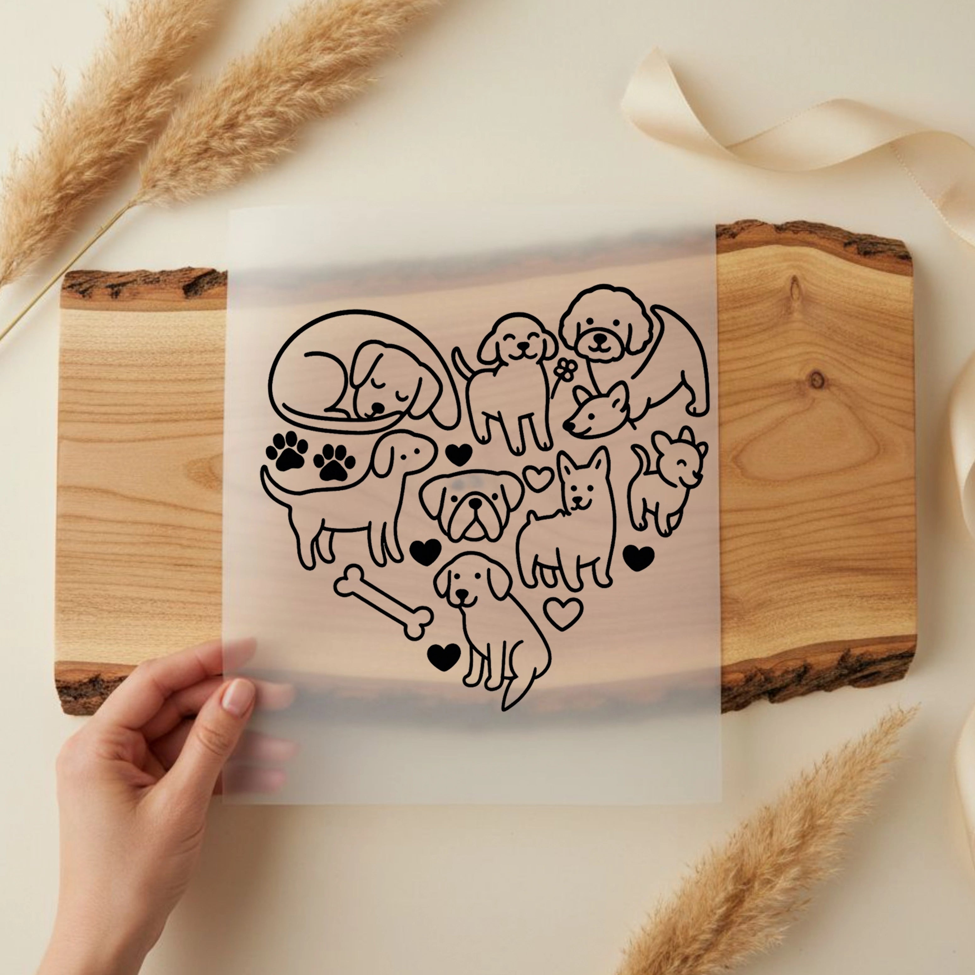 Bügelbild Hunde im Herz