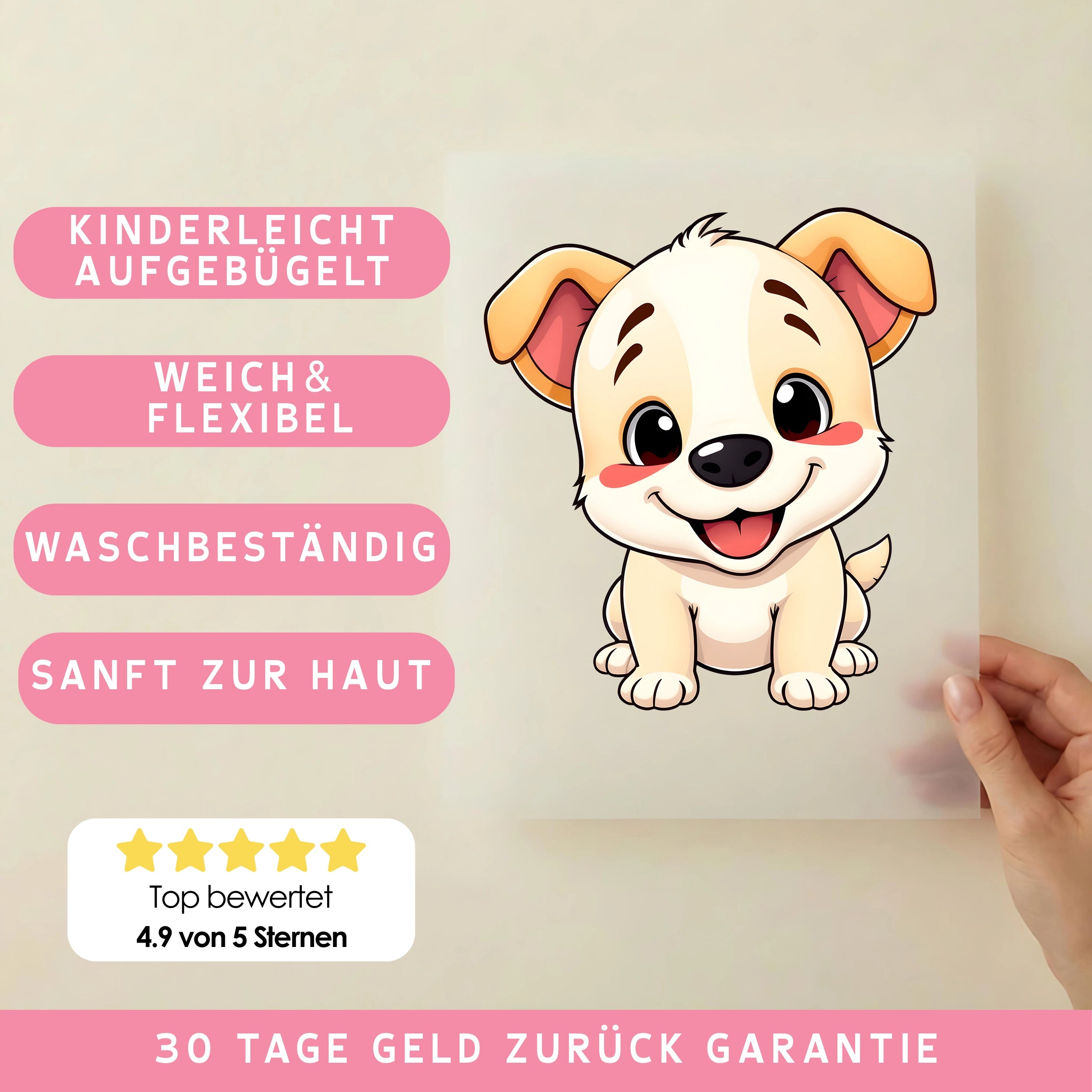 Bügelbild Baby Hund