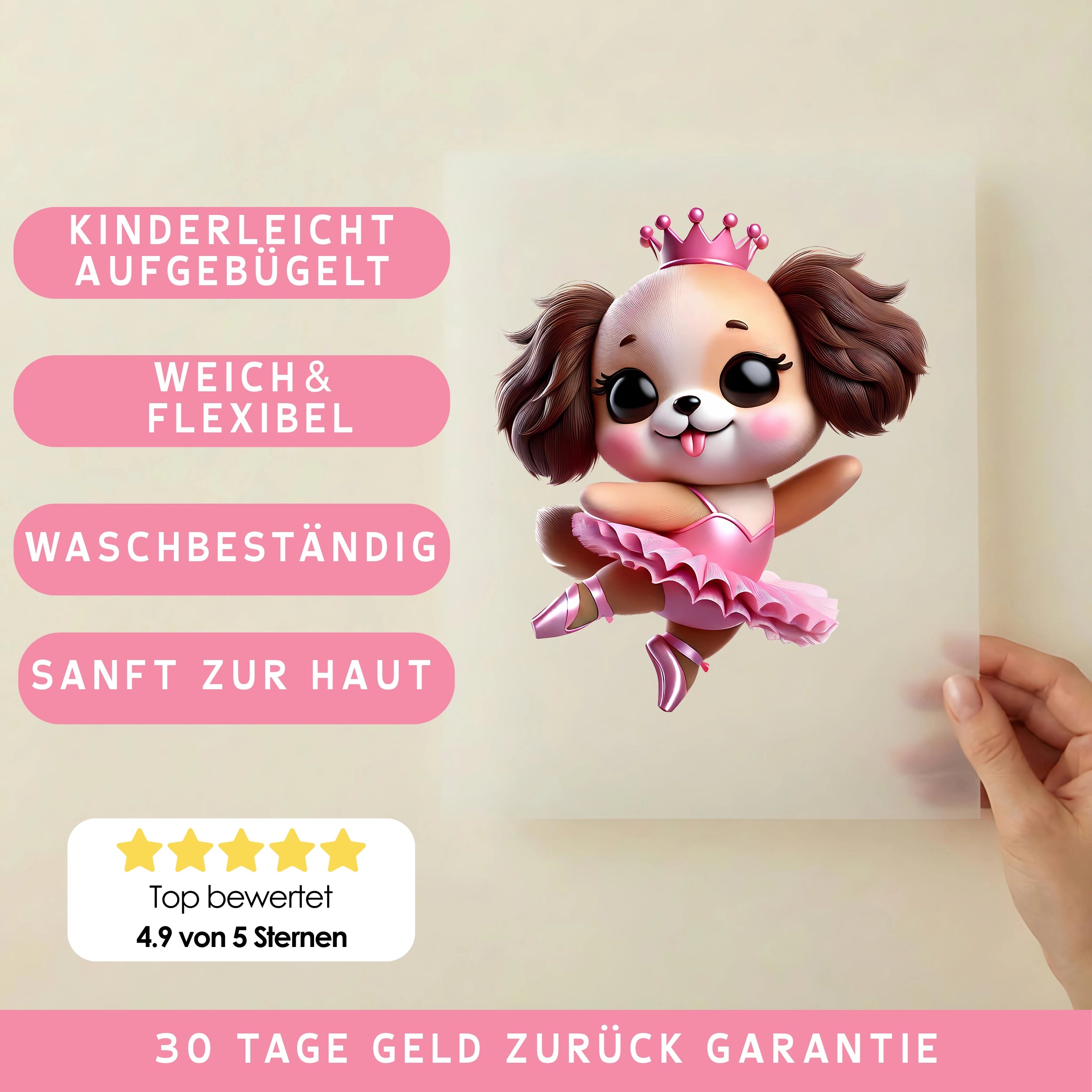 Bügelbild Ballerina Hundeprinzessin