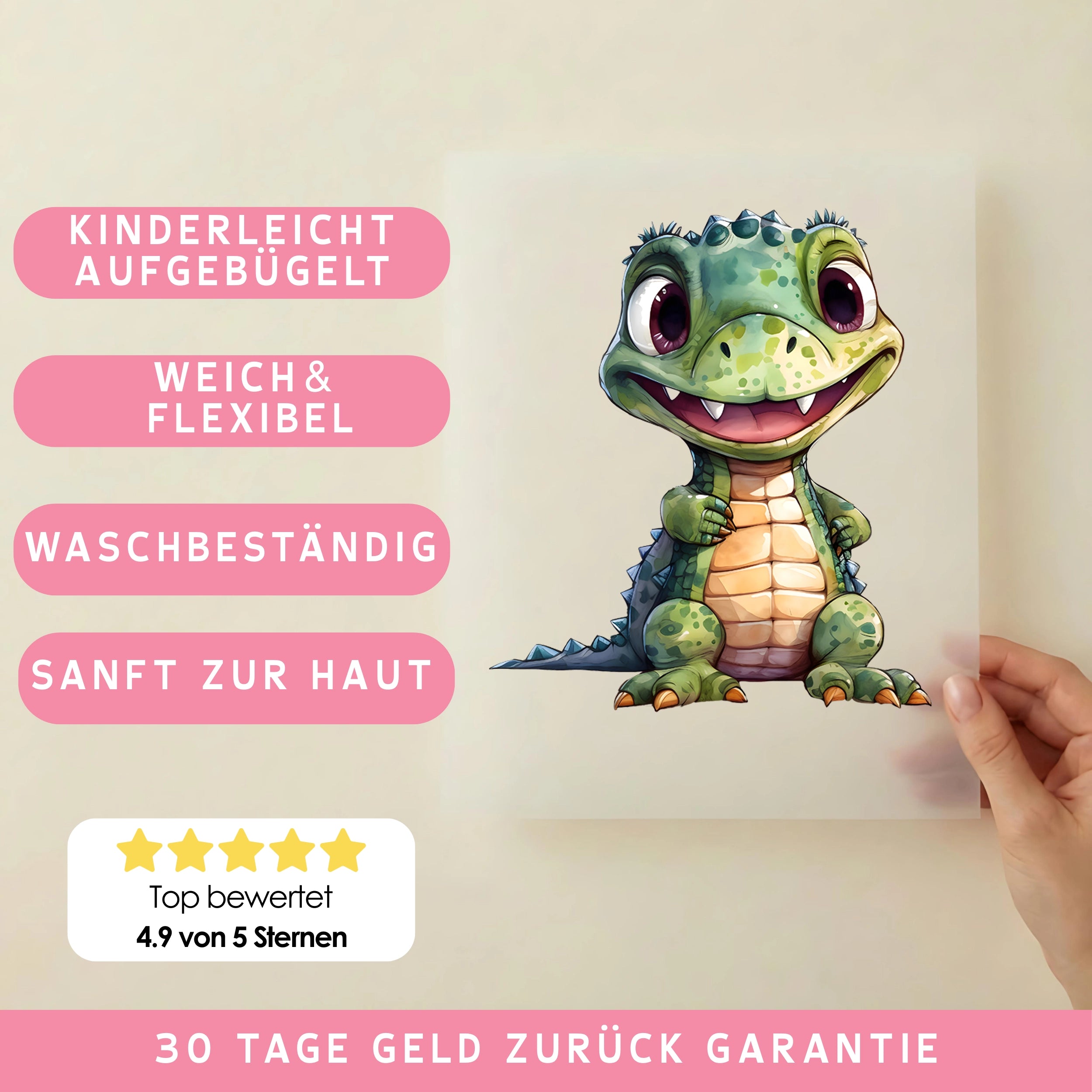 Bügelbild Krokodil Baby Kiko
