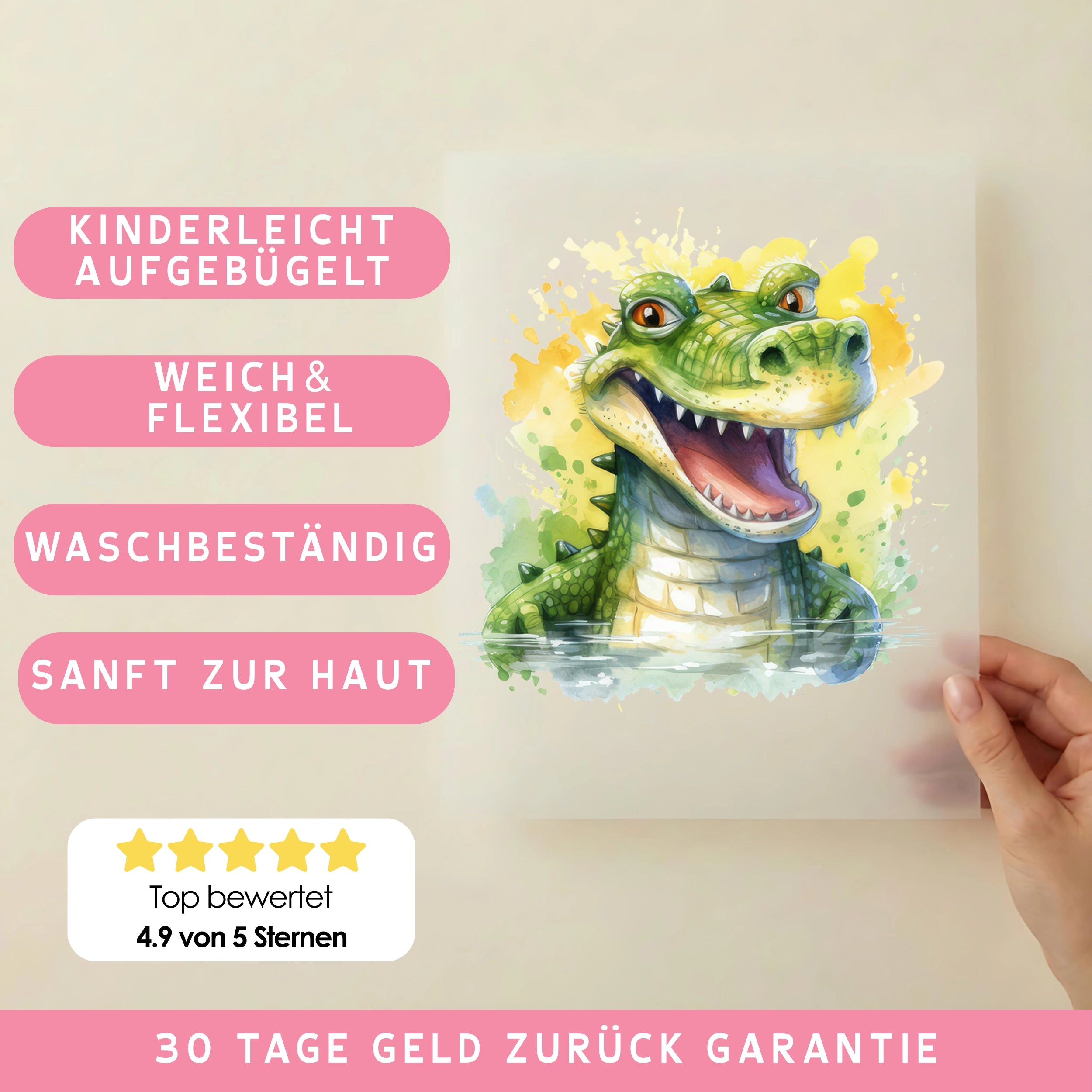 Bügelbild Krokodil Kroko