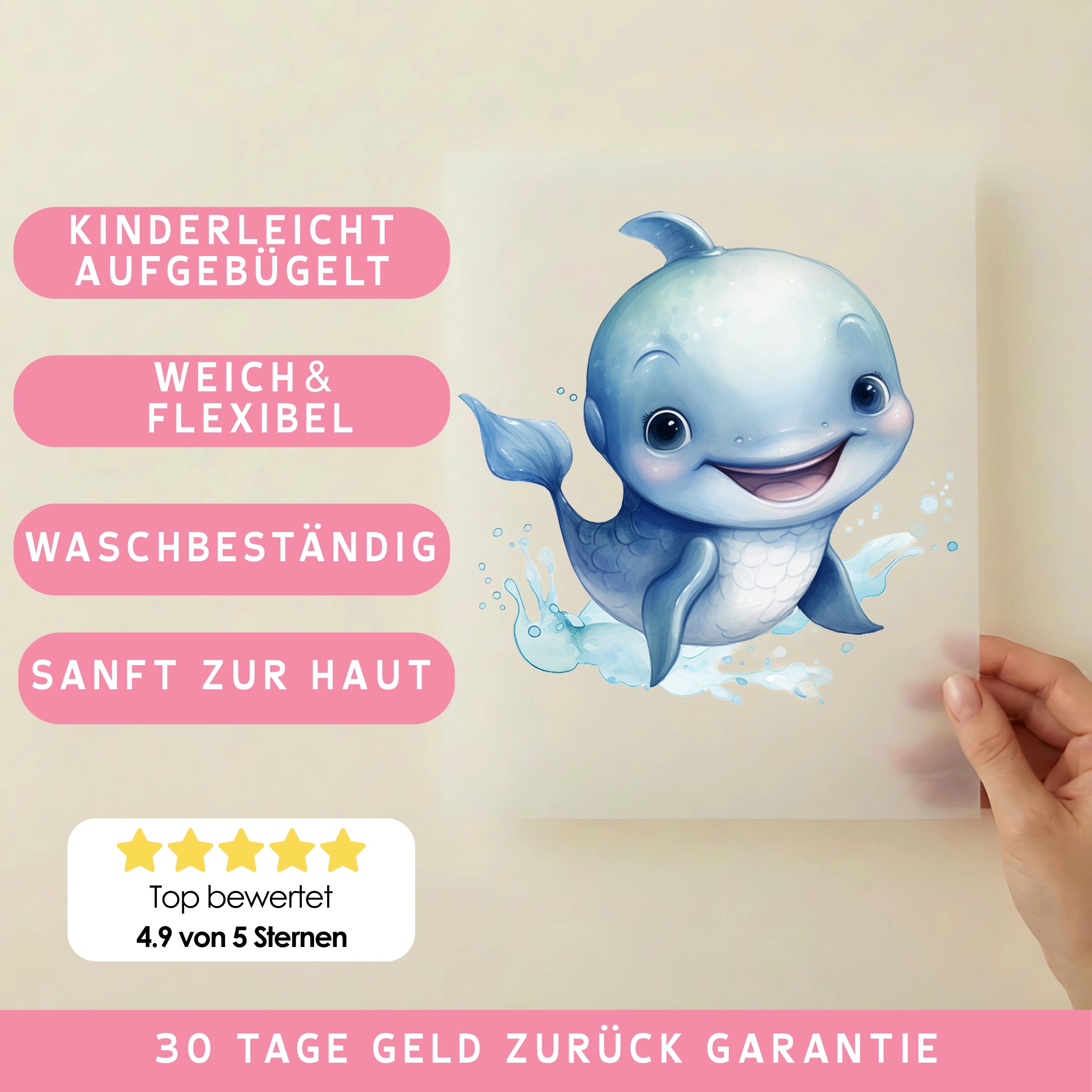 Bügelbild Delfin Baby