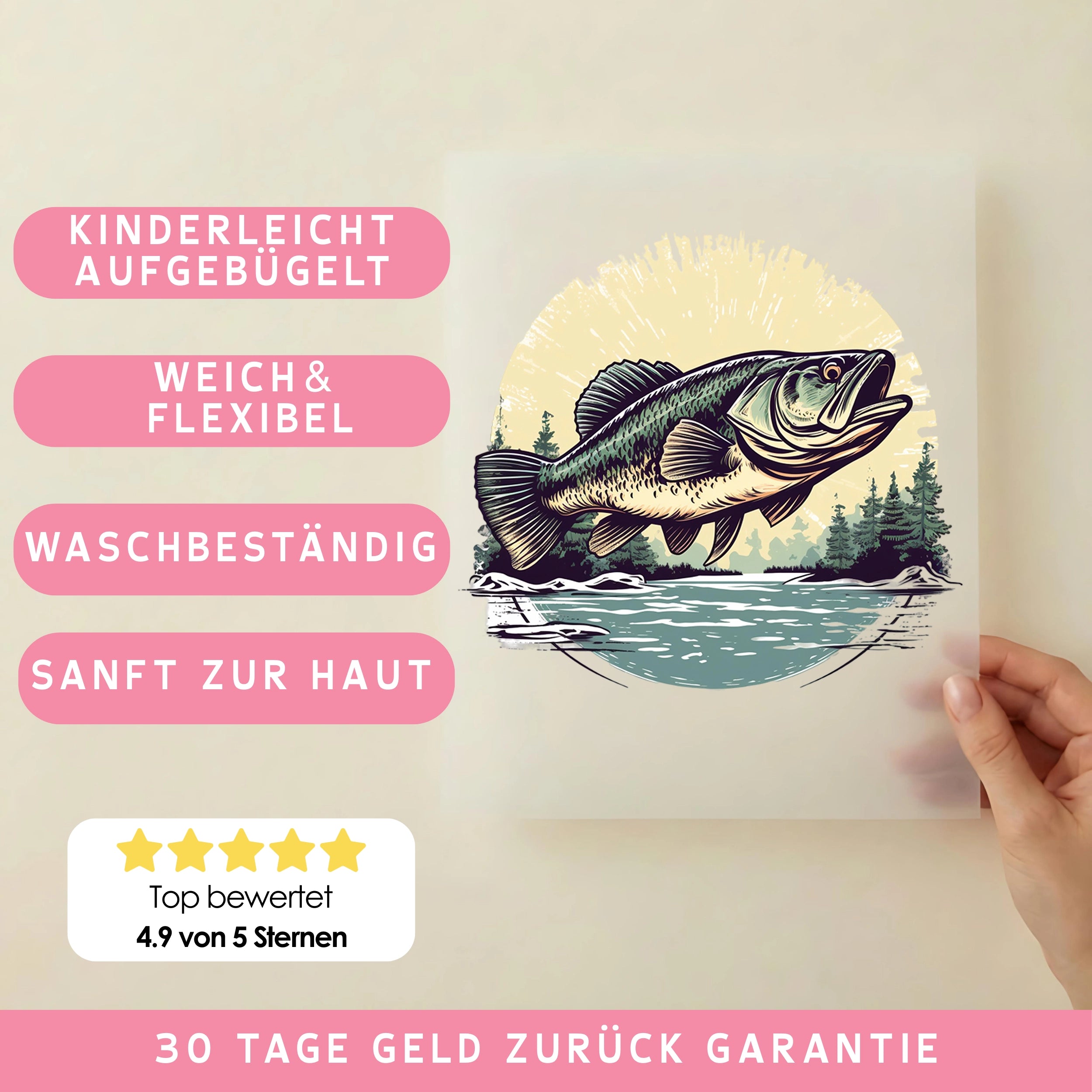 Bügelbild Fisch Angeln
