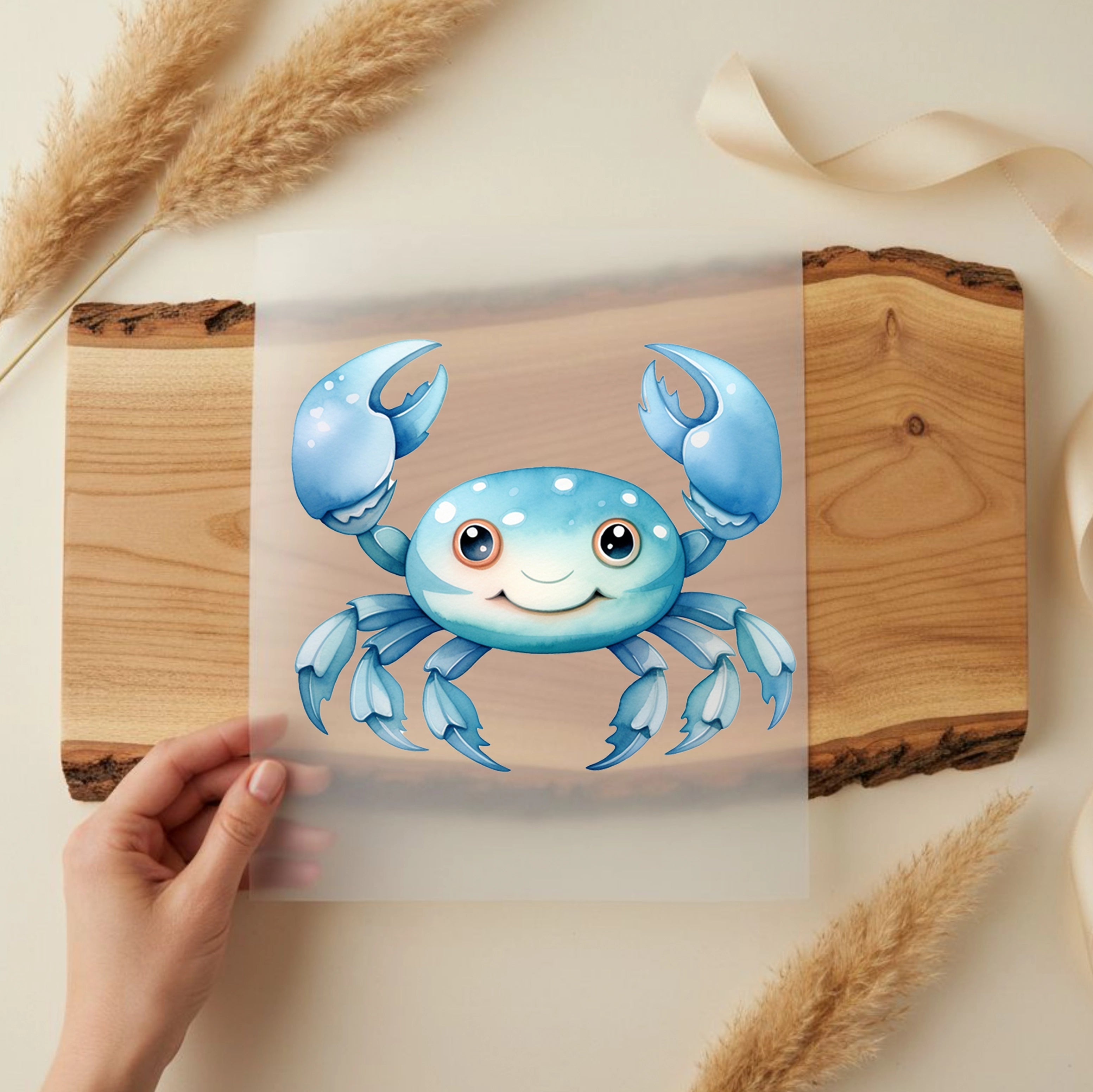 Bügelbild Krebs Blau