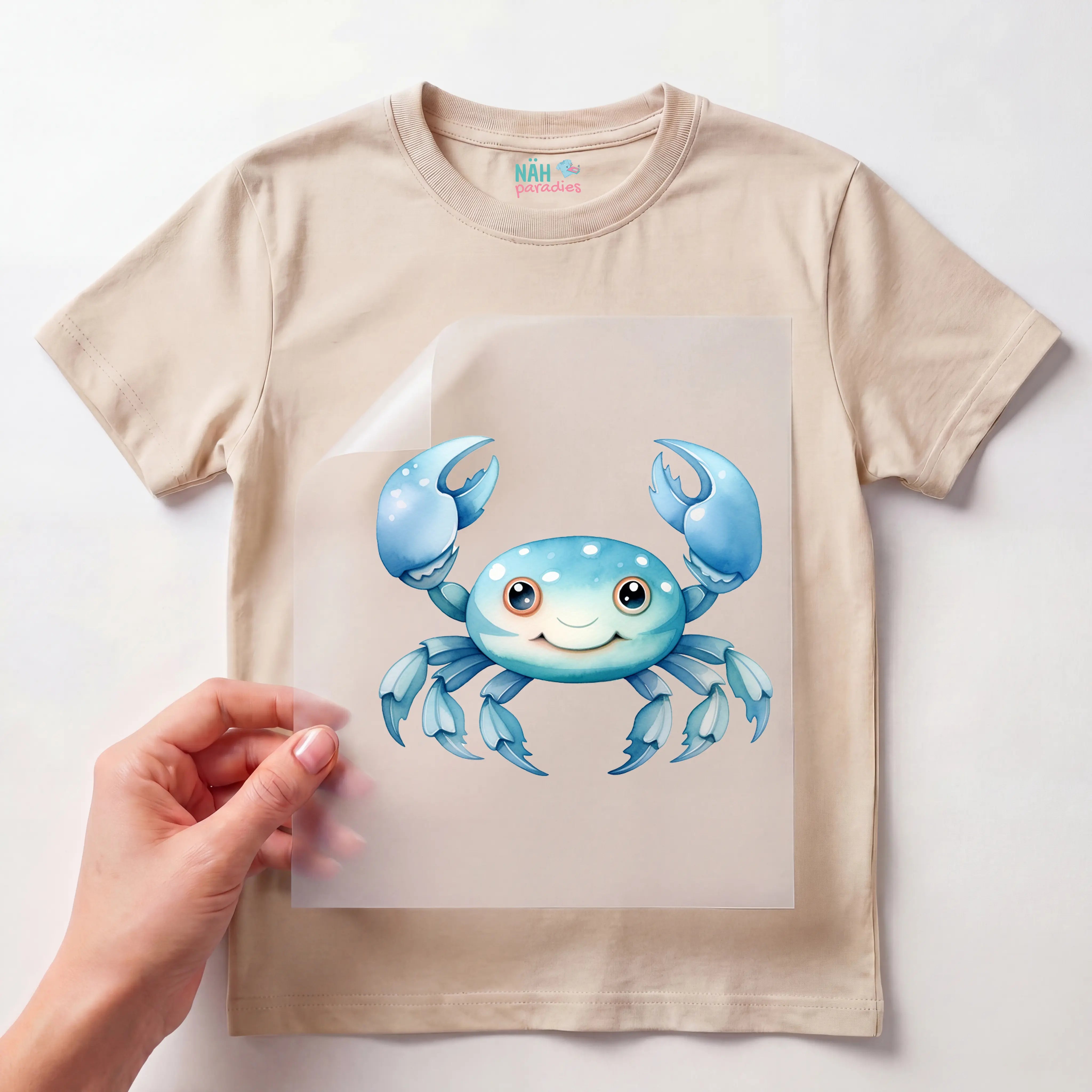Bügelbild Krebs Blau