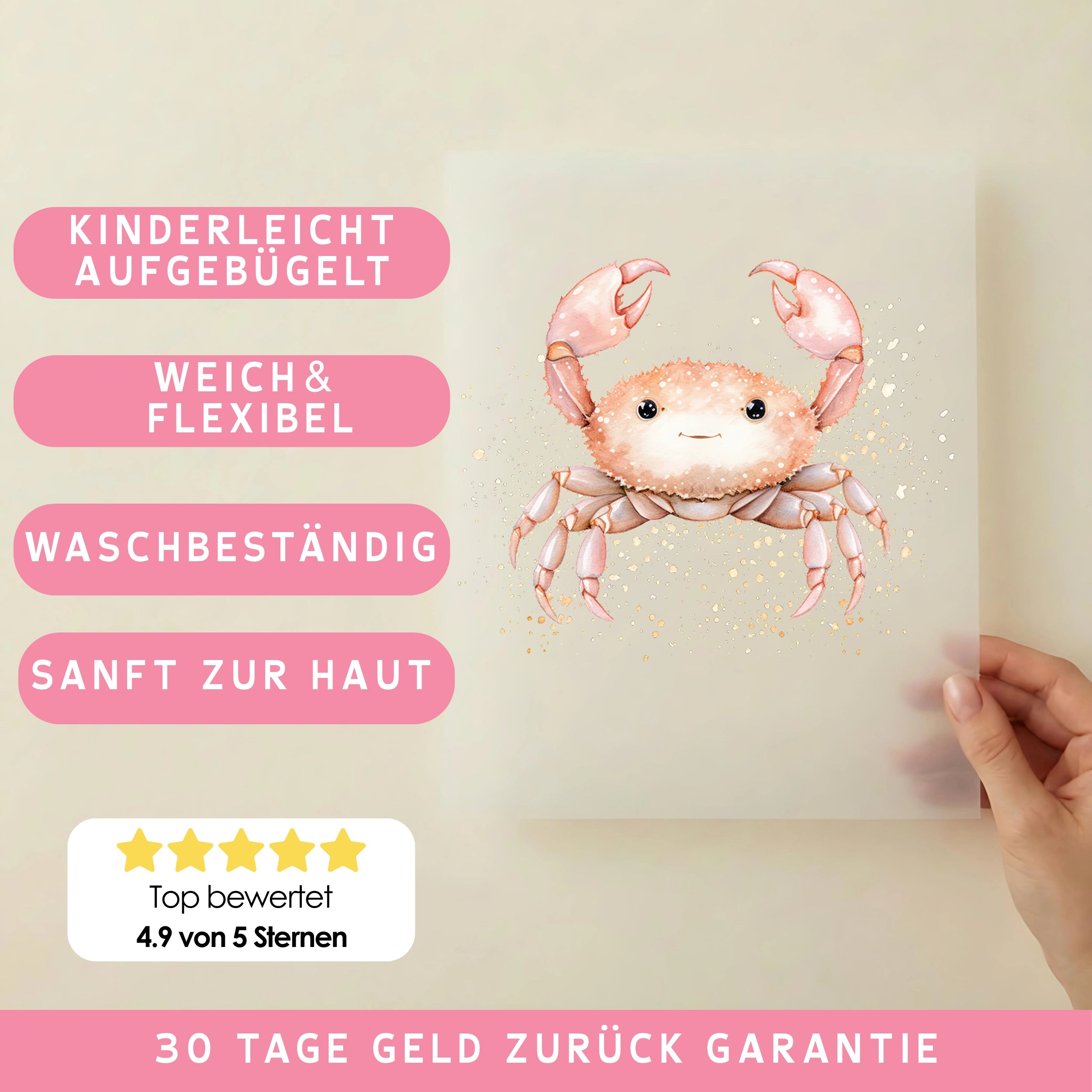 Bügelbild Krebs Krabbelzauber