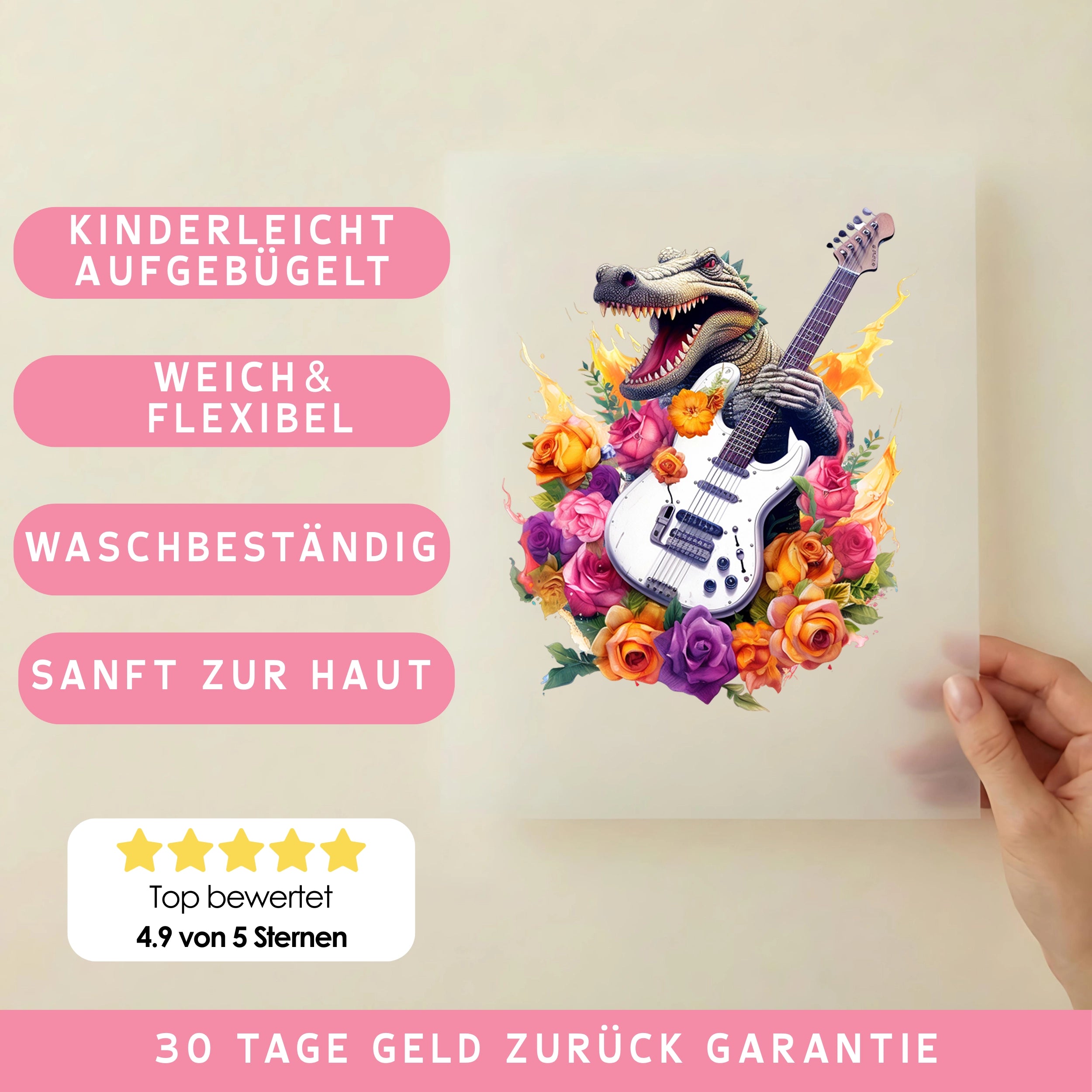 Bügelbild Krokodil Rocker