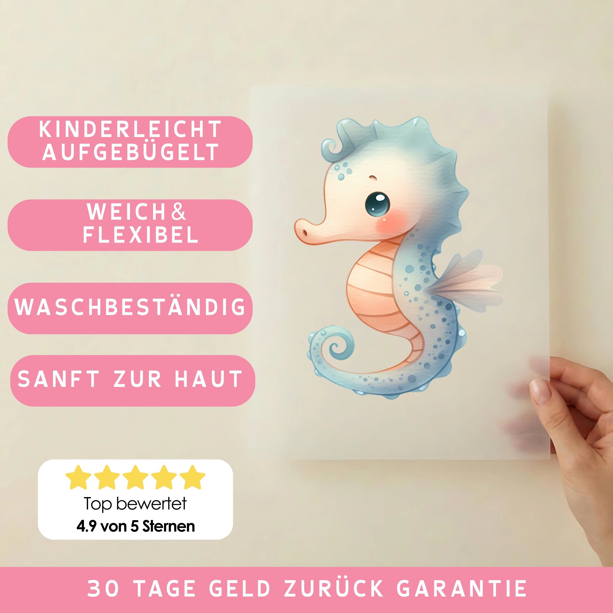 Bügelbild Seepferdchen Baby