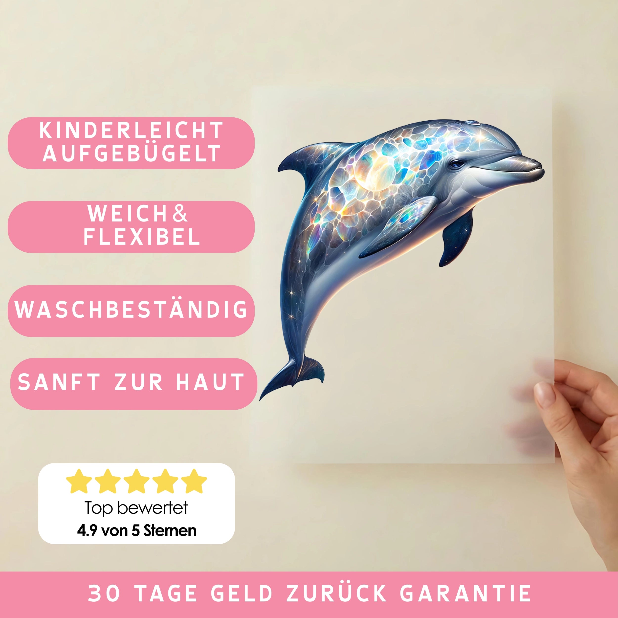 Bügelbild Glitzerdelfin