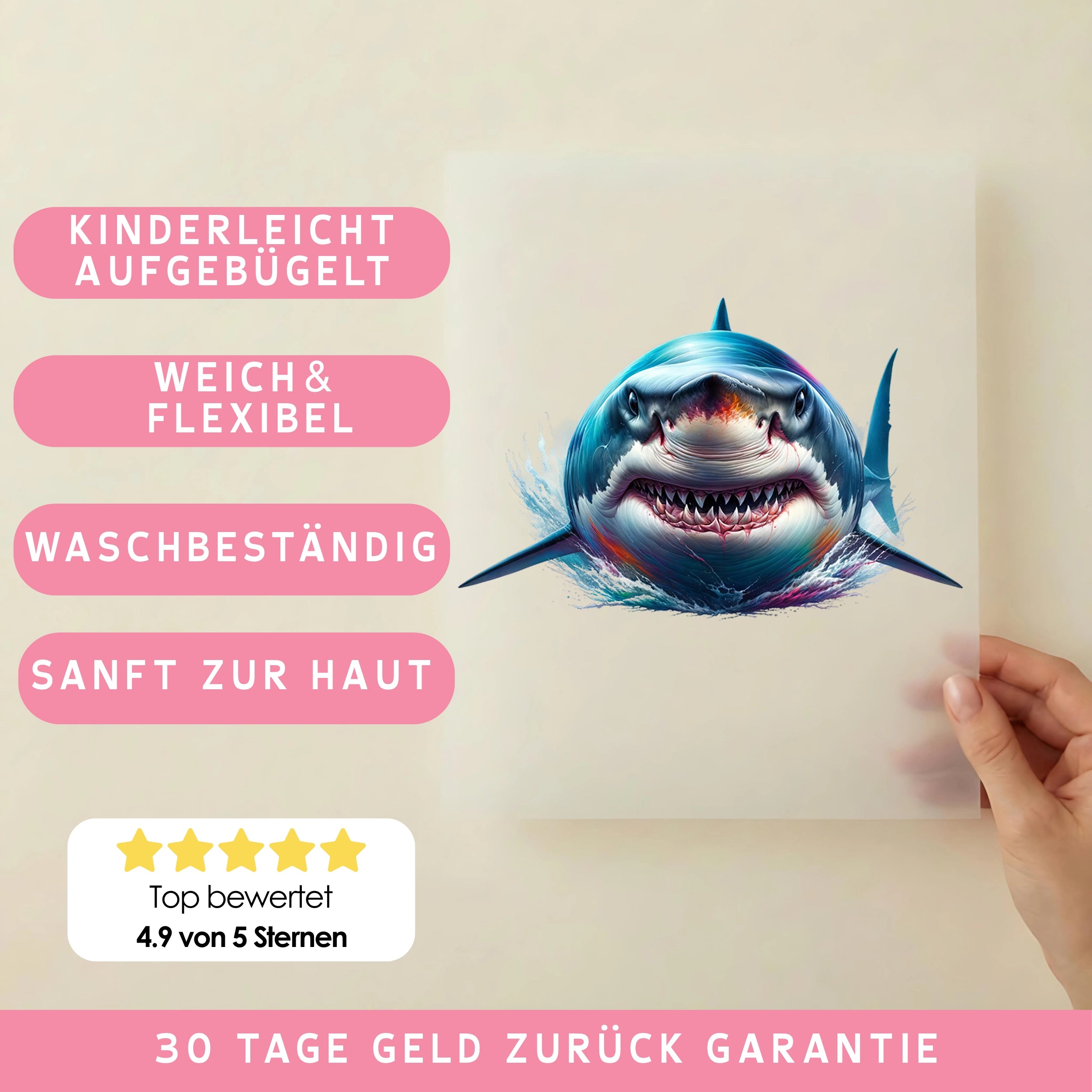 Bügelbild Hai Meeresschrecken