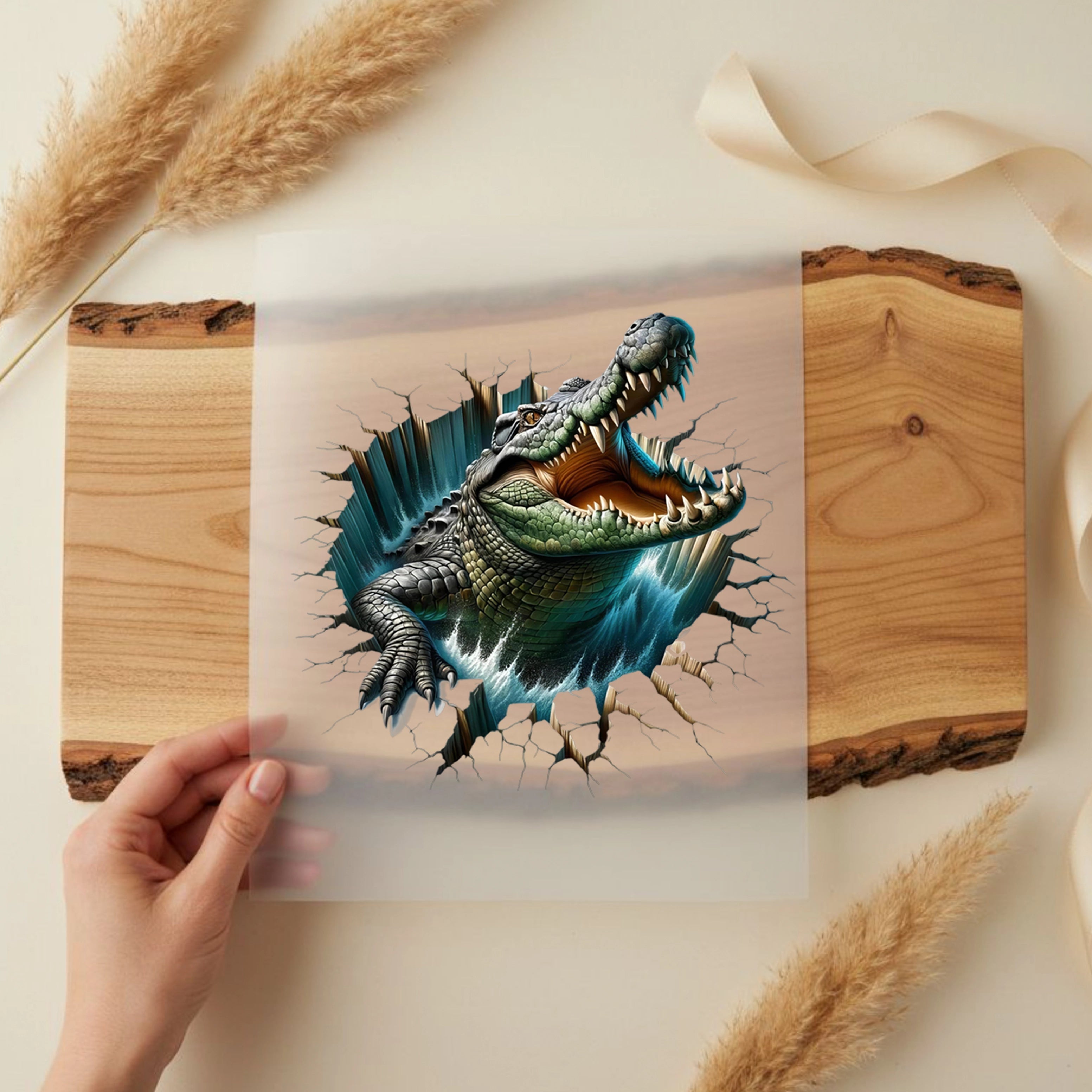 Bügelbild Krokodil Attacke