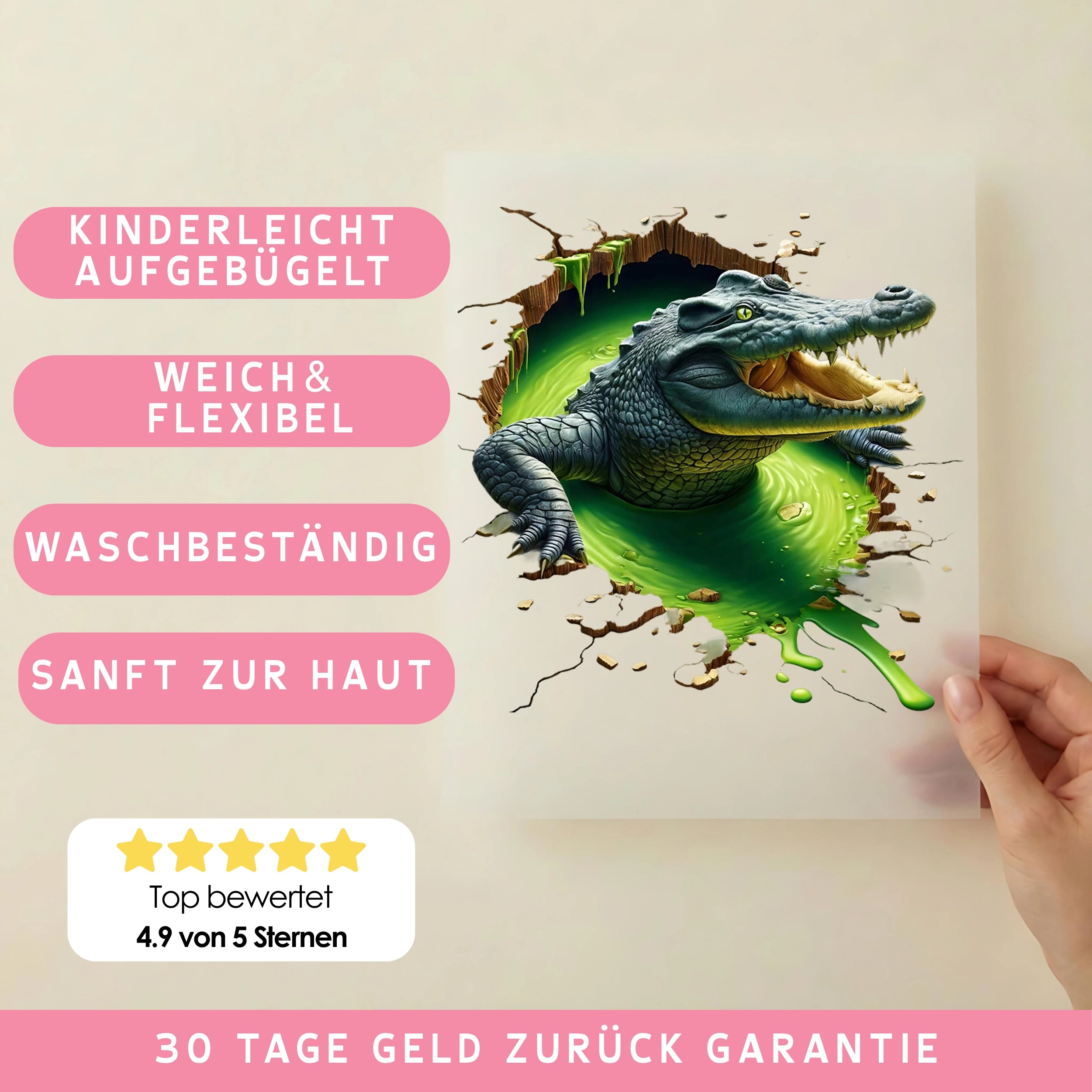 Bügelbild Krokodil Schleimexperte
