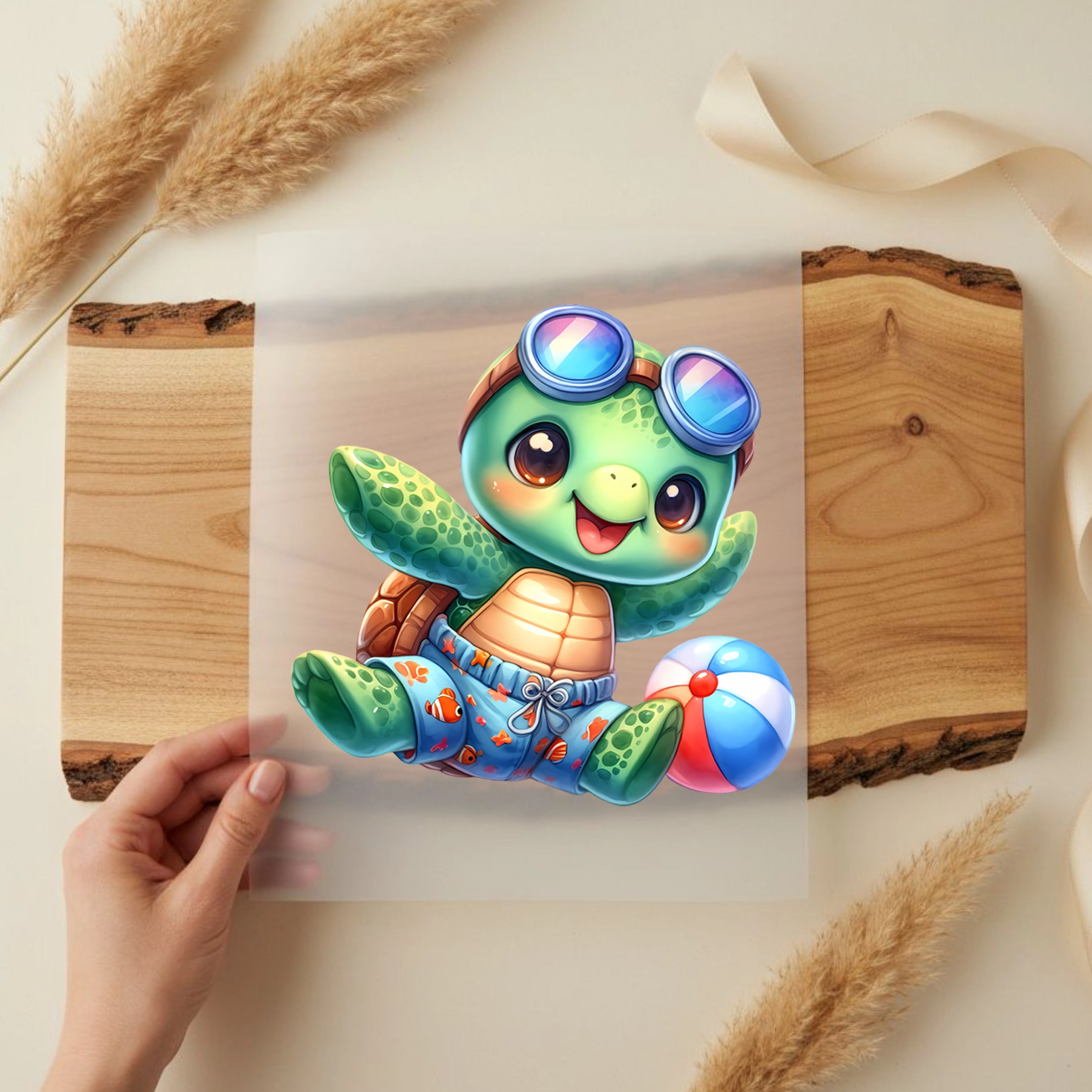 Bügelbild Schildkröte Fröhlicher Wasserspaß