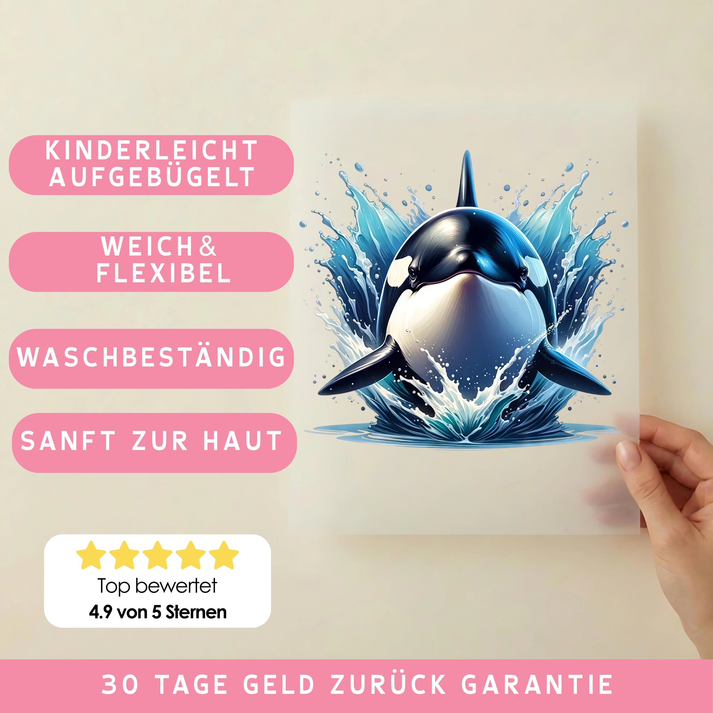 Bügelbild Orca Nalu König der Ozeane