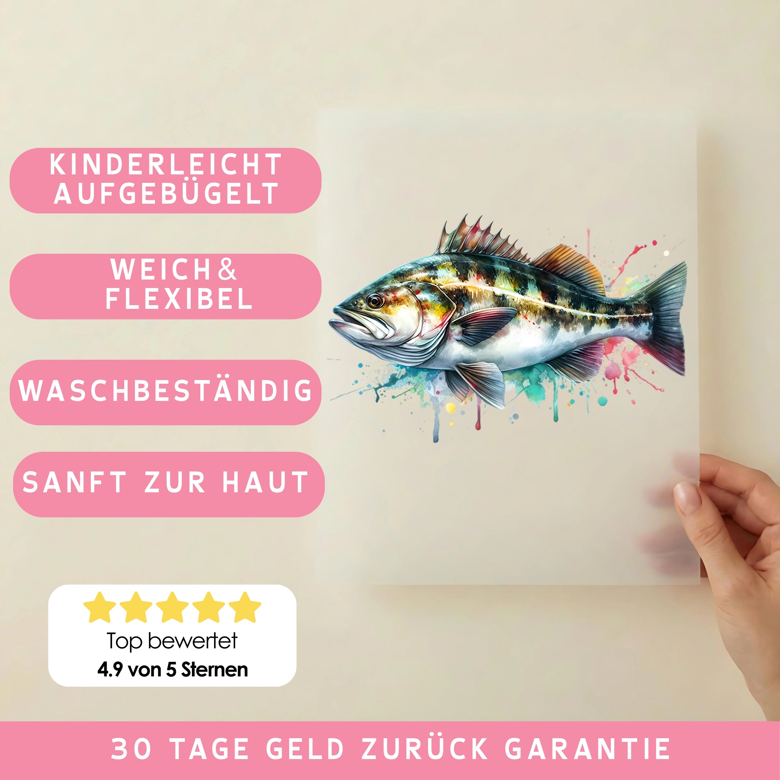 Bügelbild Fisch Anglertraum