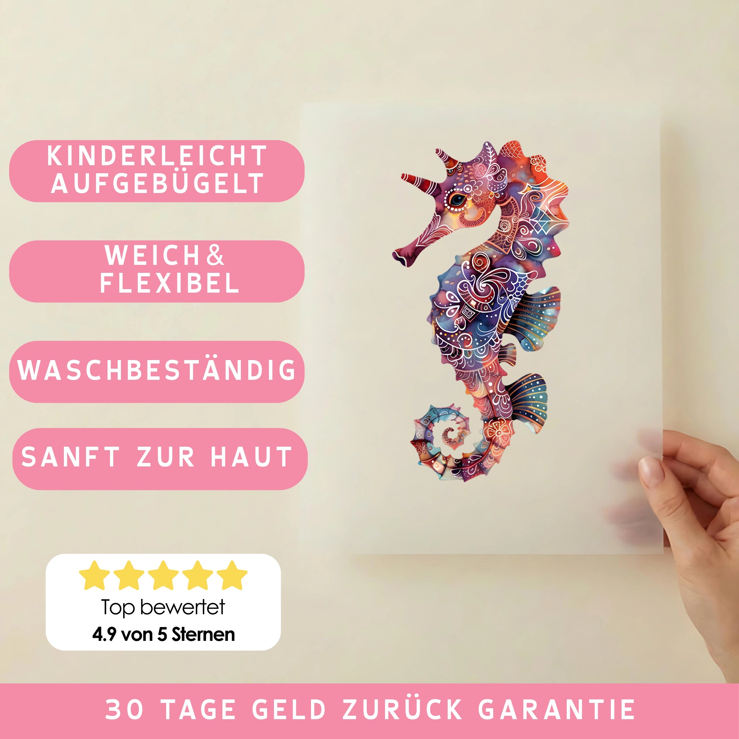 Bügelbild Seepferdchen Boho Ocean Spirit