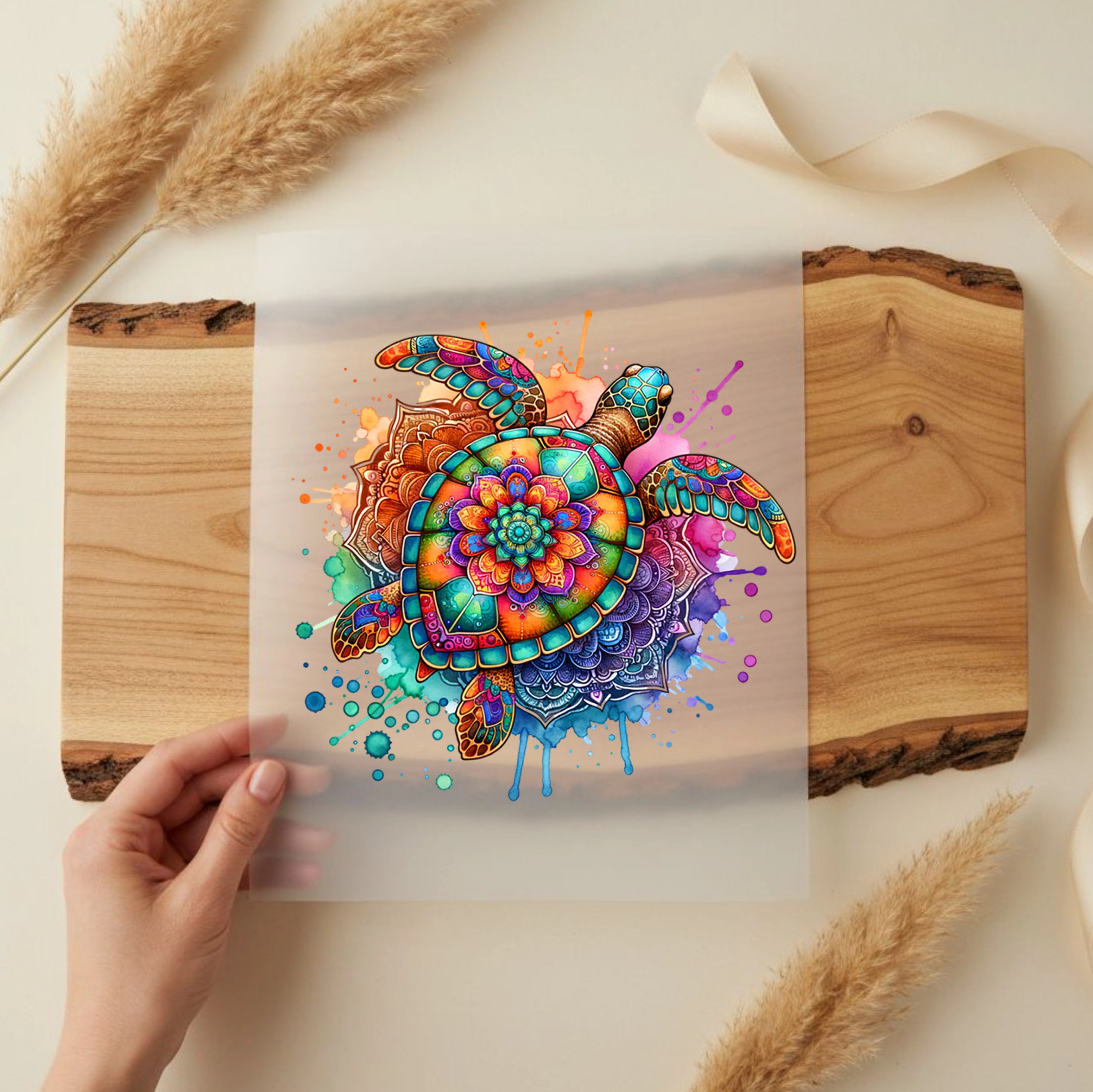 Bügelbild Schildkröte traumhafter Mandala