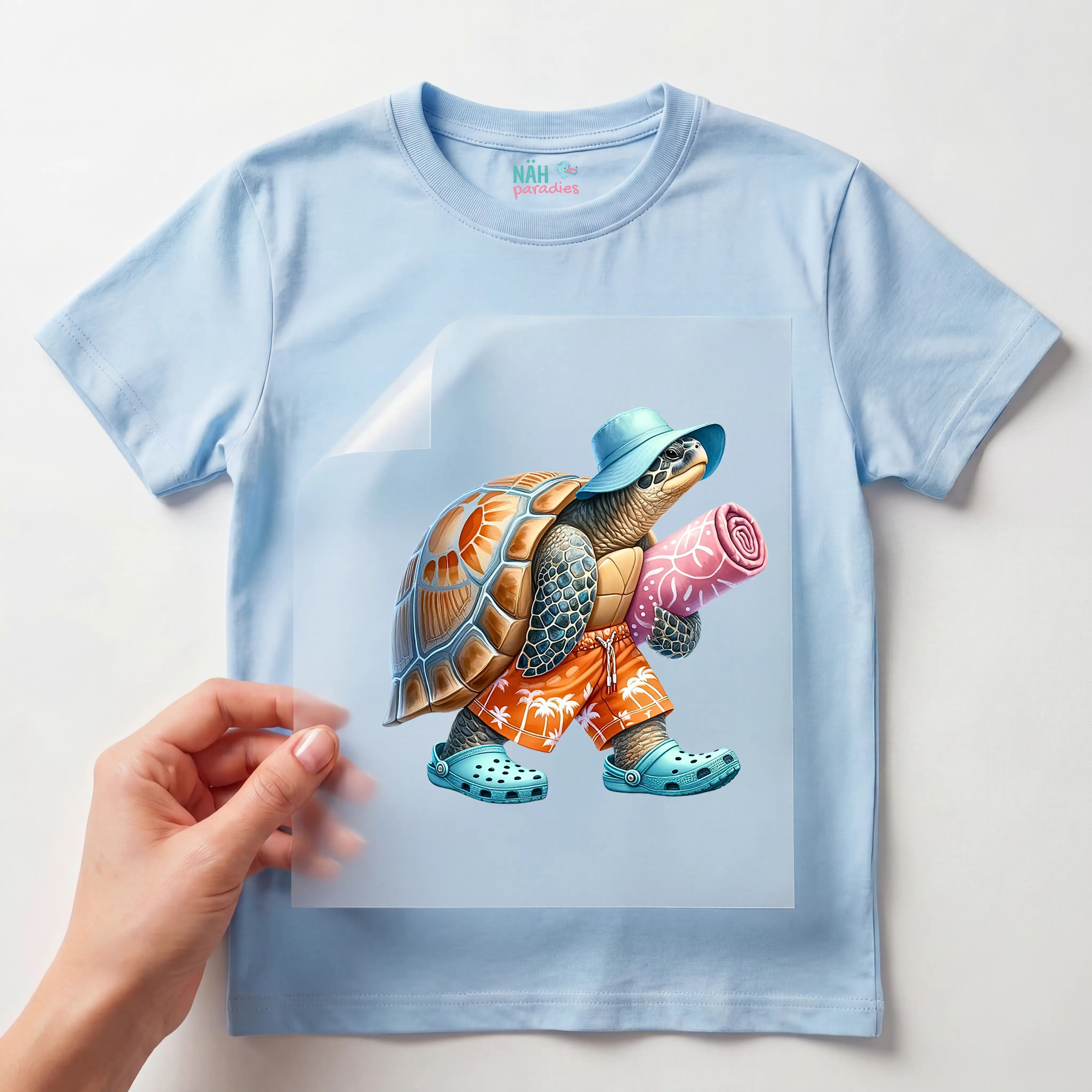 Bügelbild Schildkröte Urlaubsprofi mit Panzer