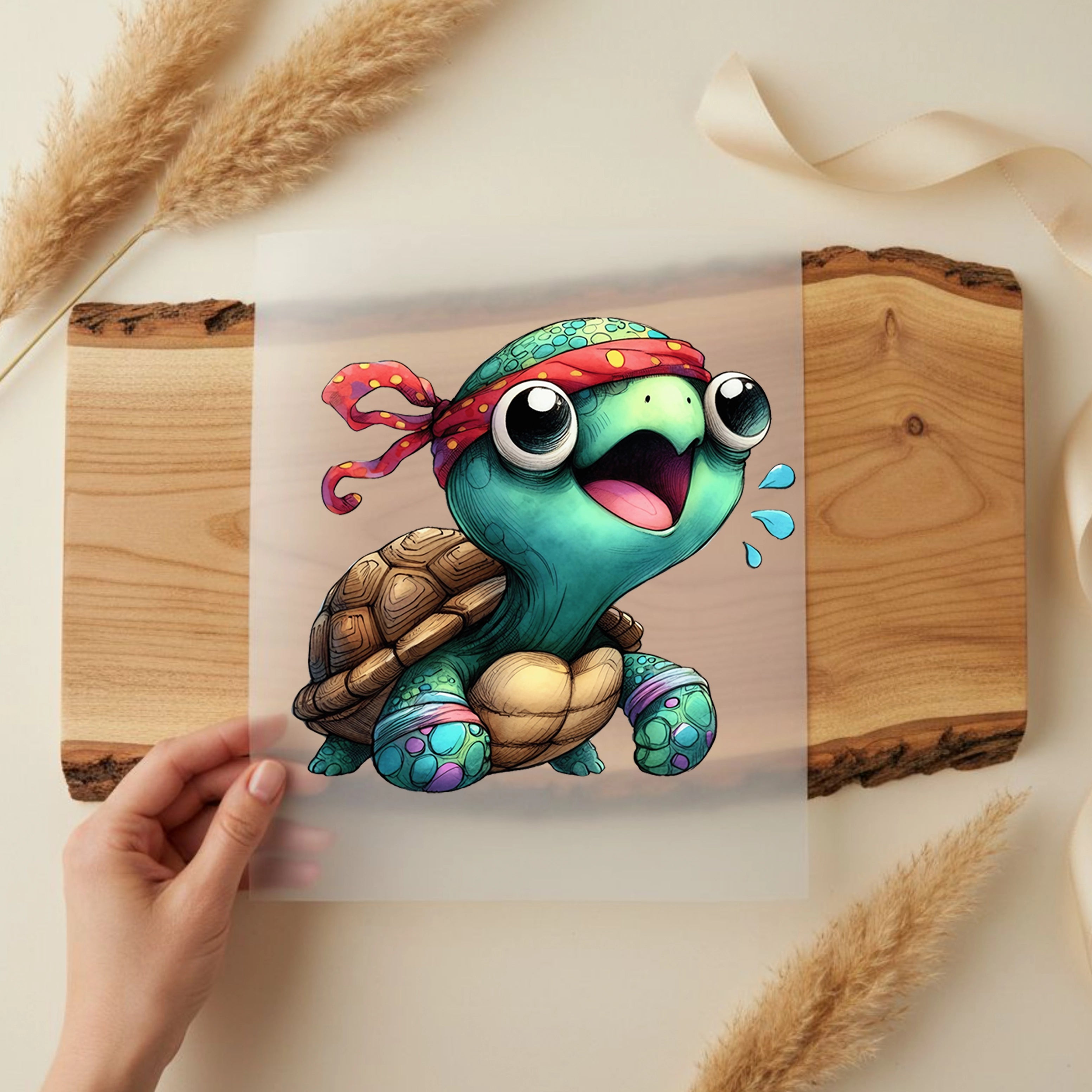 Bügelbild Schildkröte Banditenherz