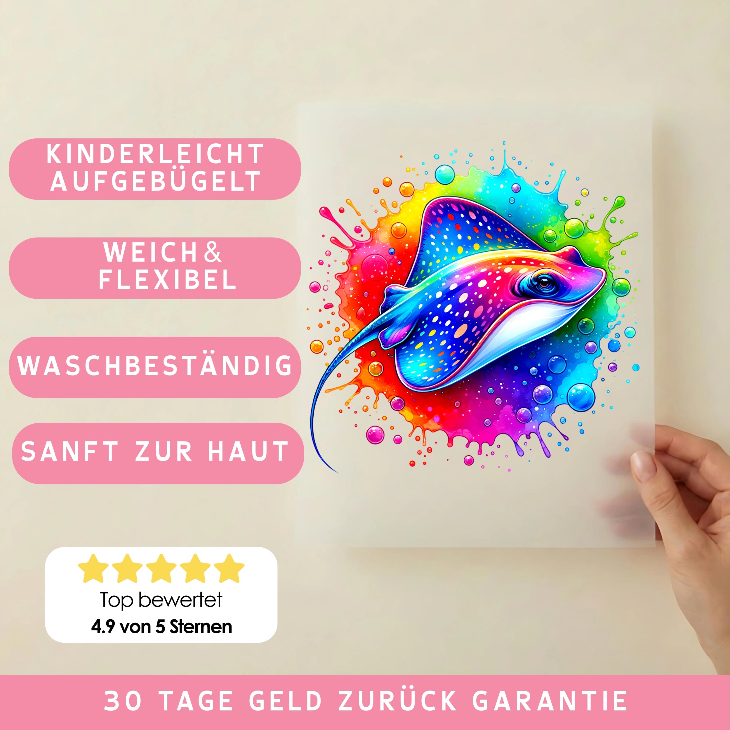 Bügelbild Bunter Rochen