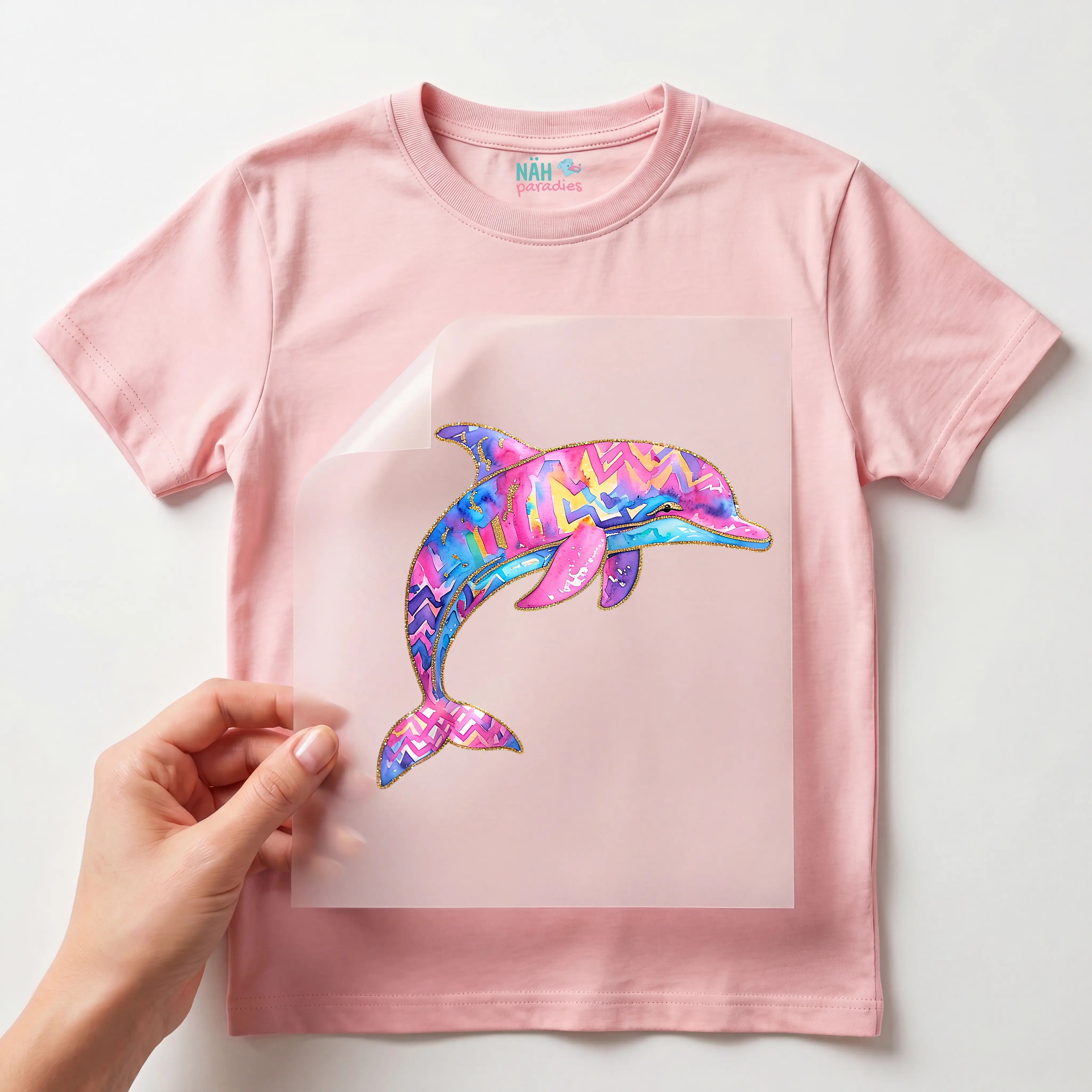 Bügelbild Pinker Sommer Delfin