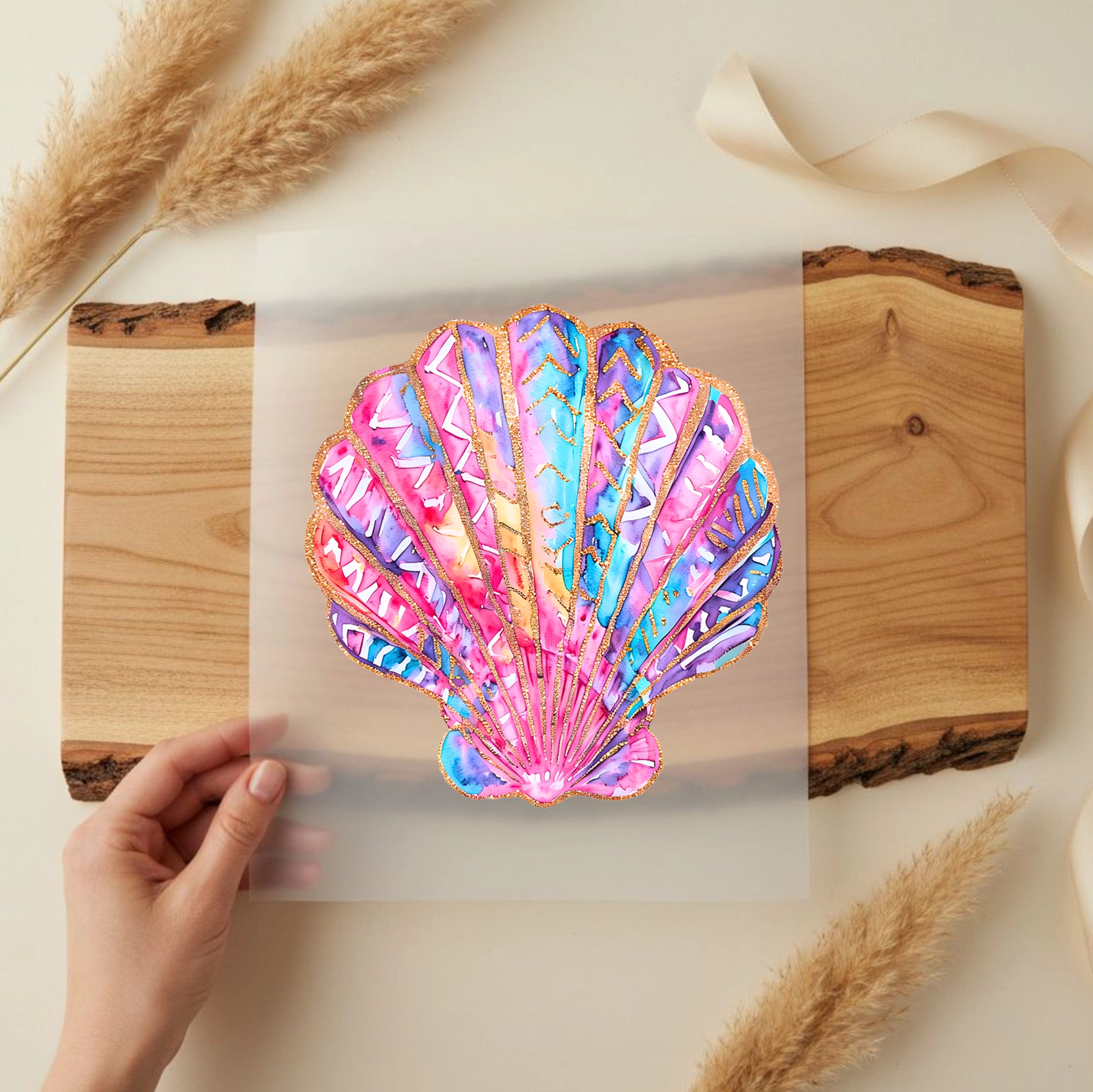 Bügelbild Pinke Sommer Muschel