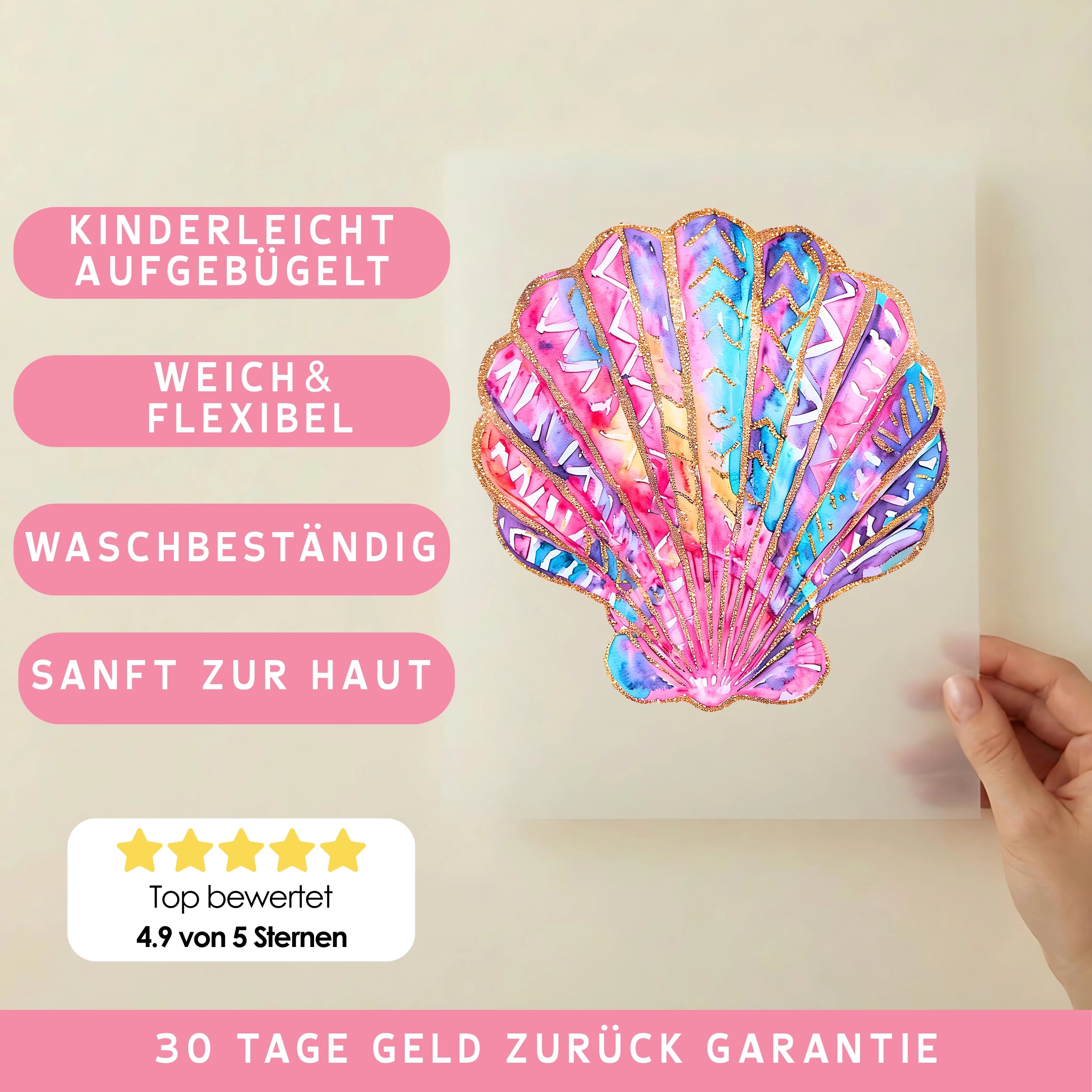 Bügelbild Pinke Sommer Muschel