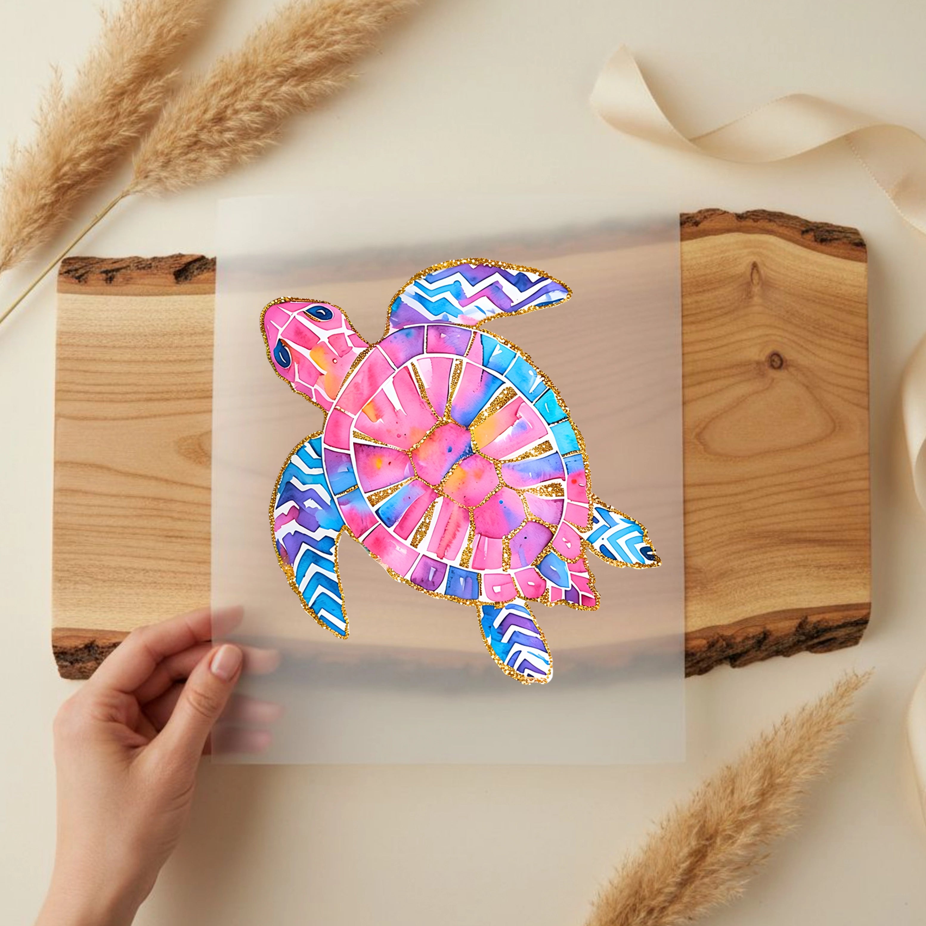 Bügelbild Pinke Sommer Schildkröte