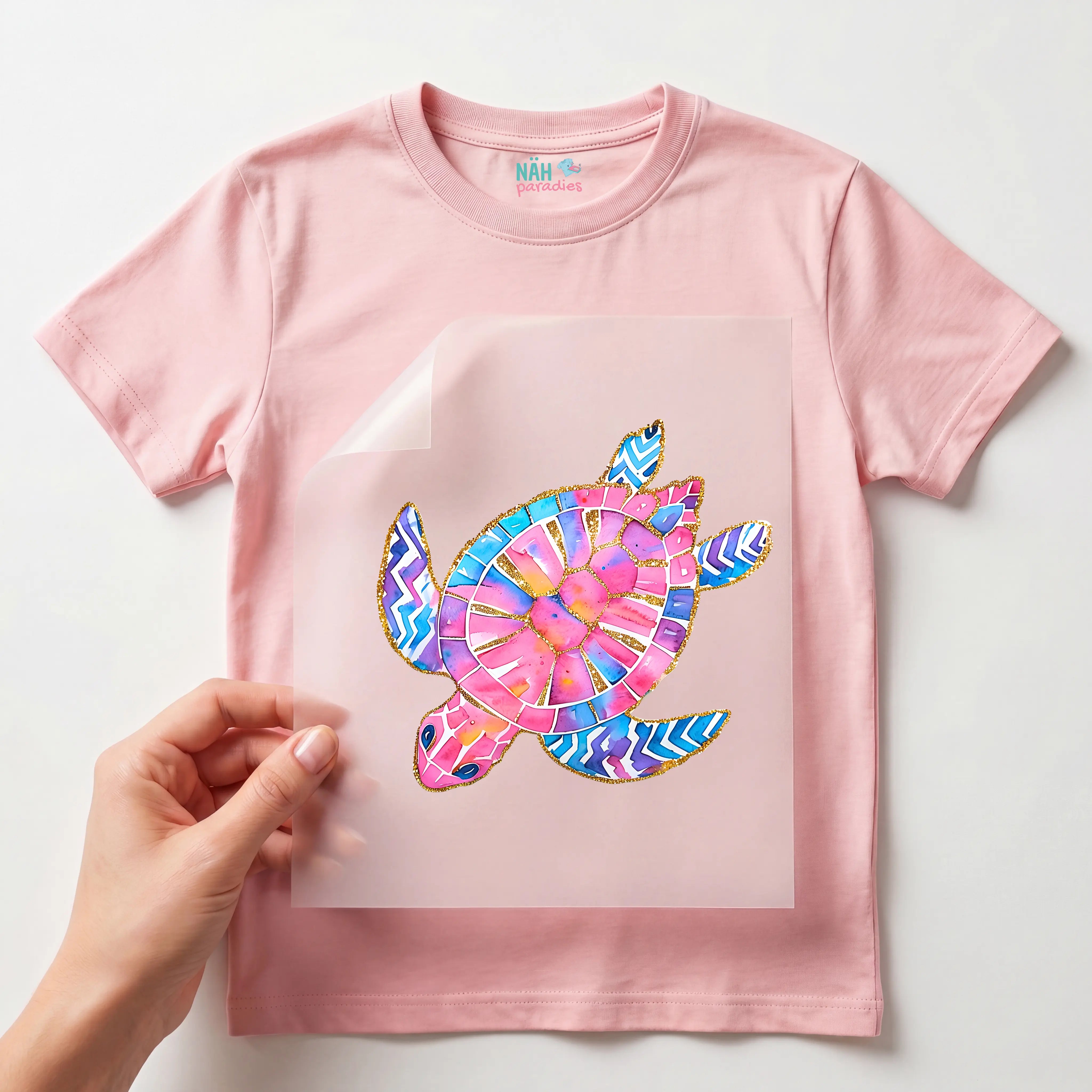 Bügelbild Pinke Sommer Schildkröte