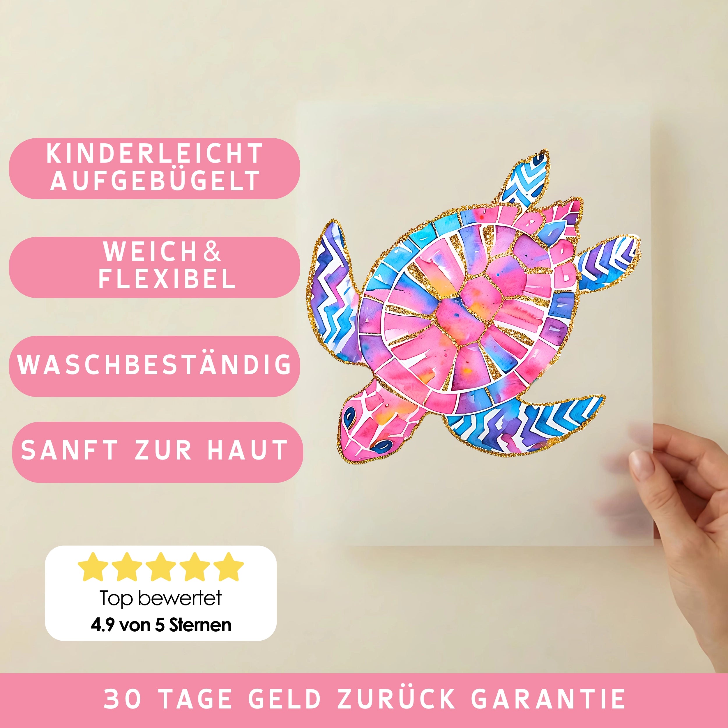 Bügelbild Pinke Sommer Schildkröte