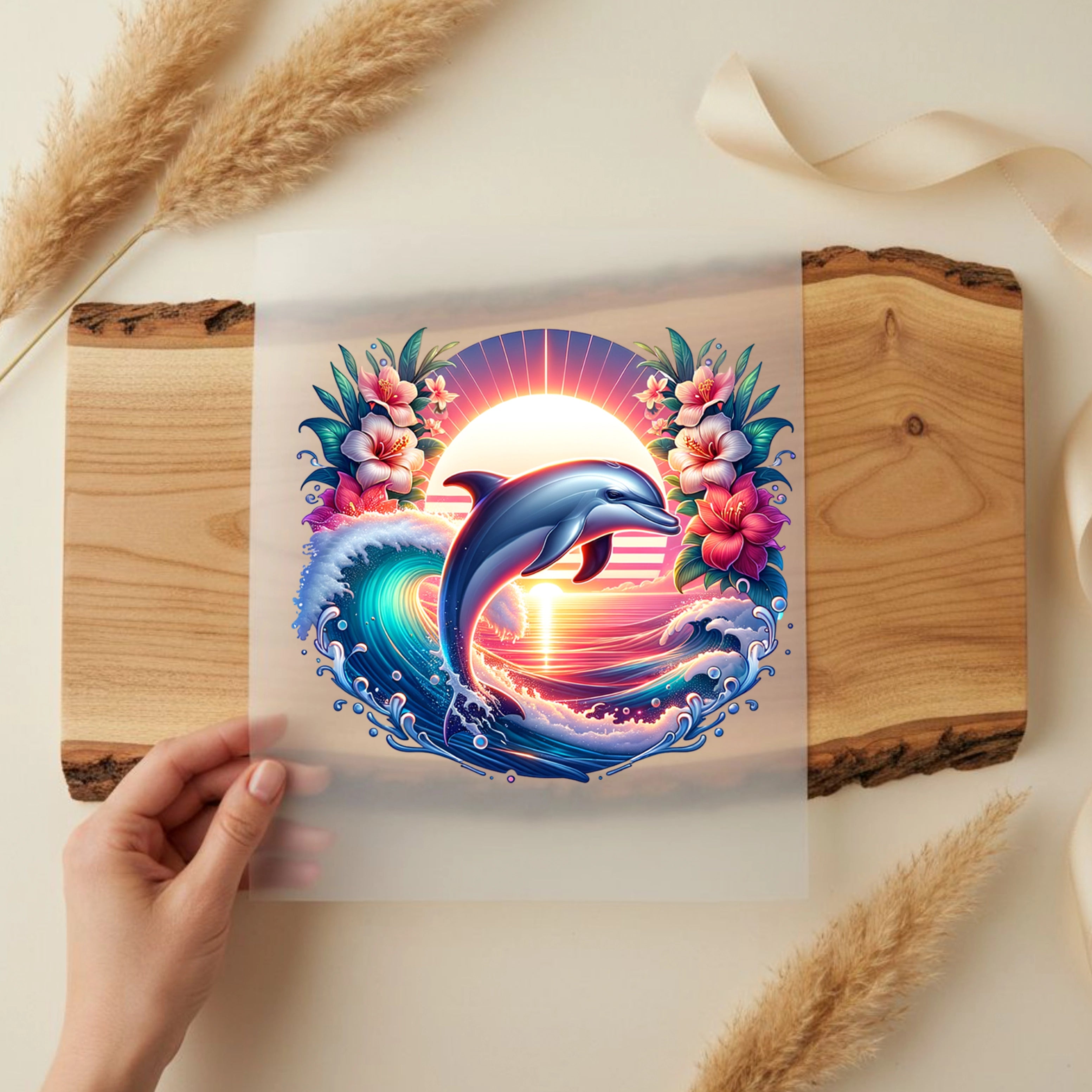 Bügelbild Sunset Delfin