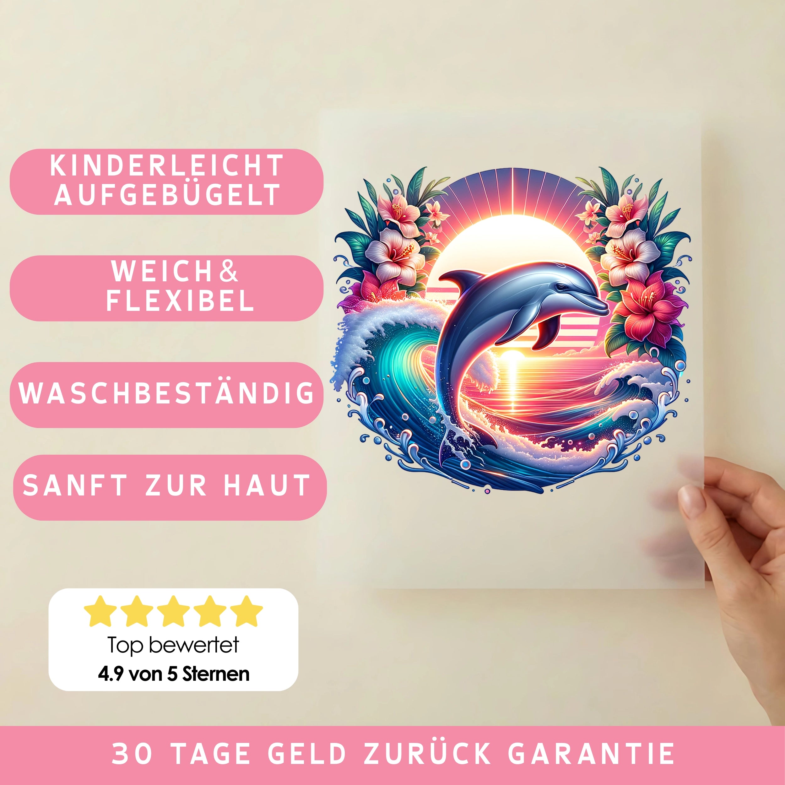 Bügelbild Sunset Delfin