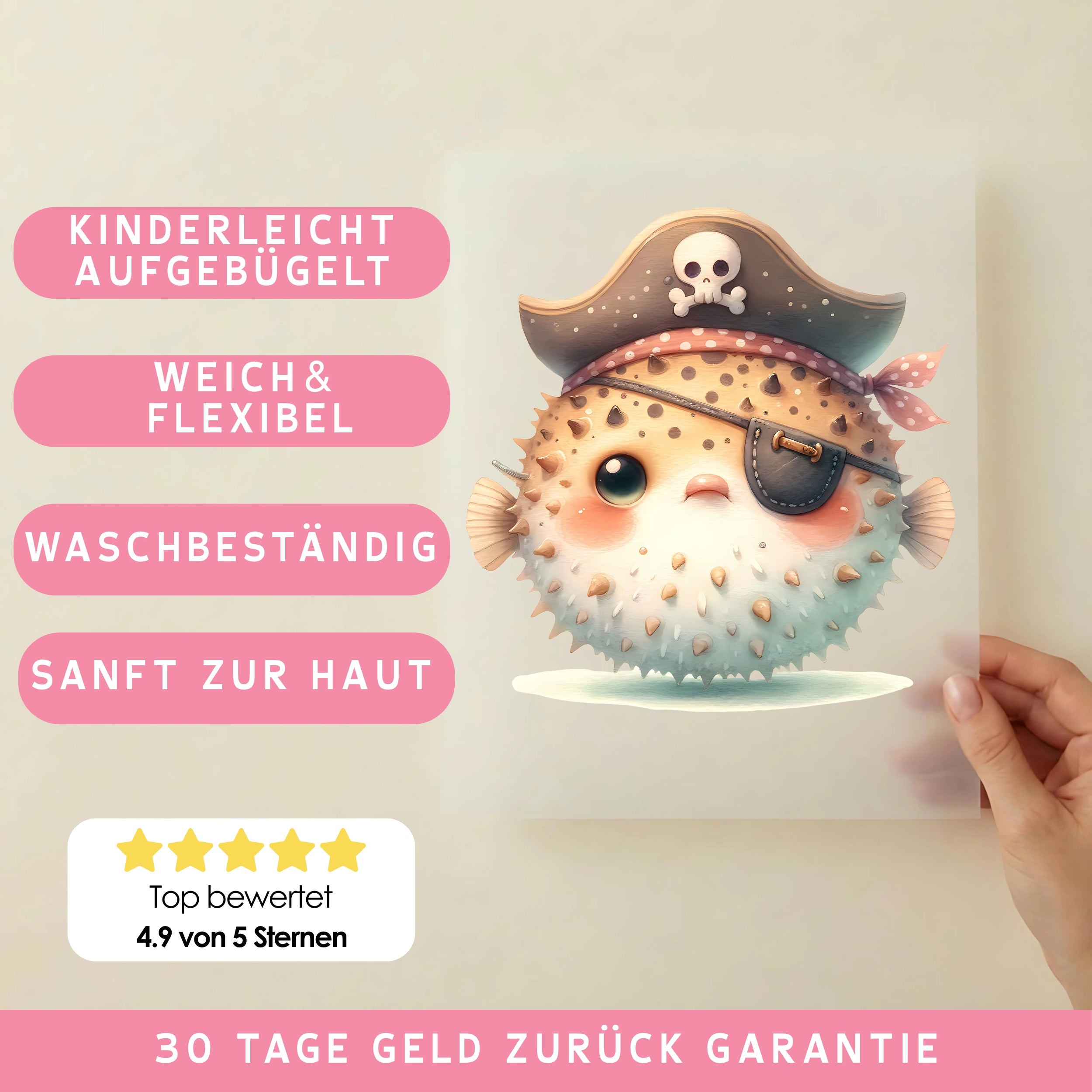 Bügelbild Pirat Kugelfisch