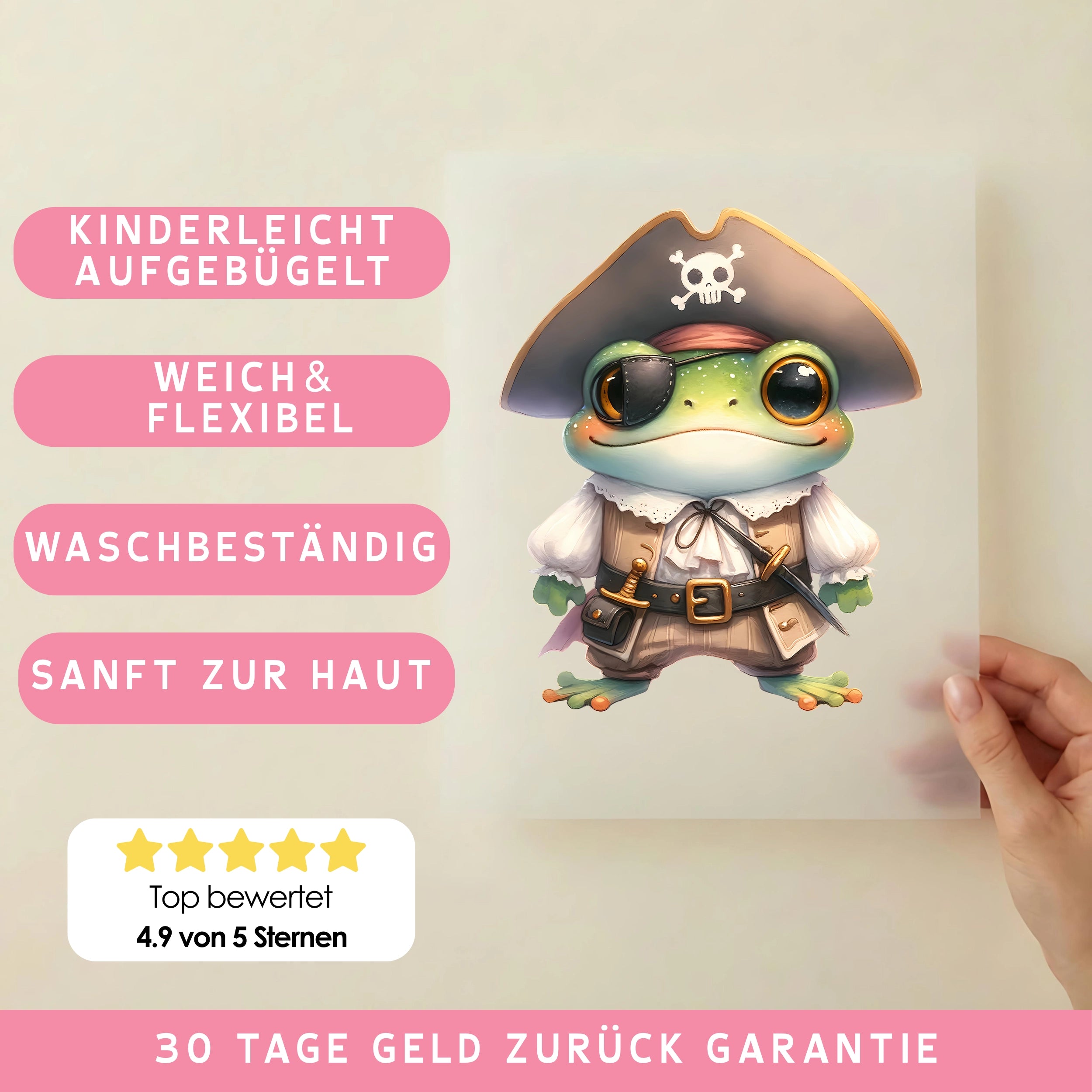 Bügelbild Pirat Frosch