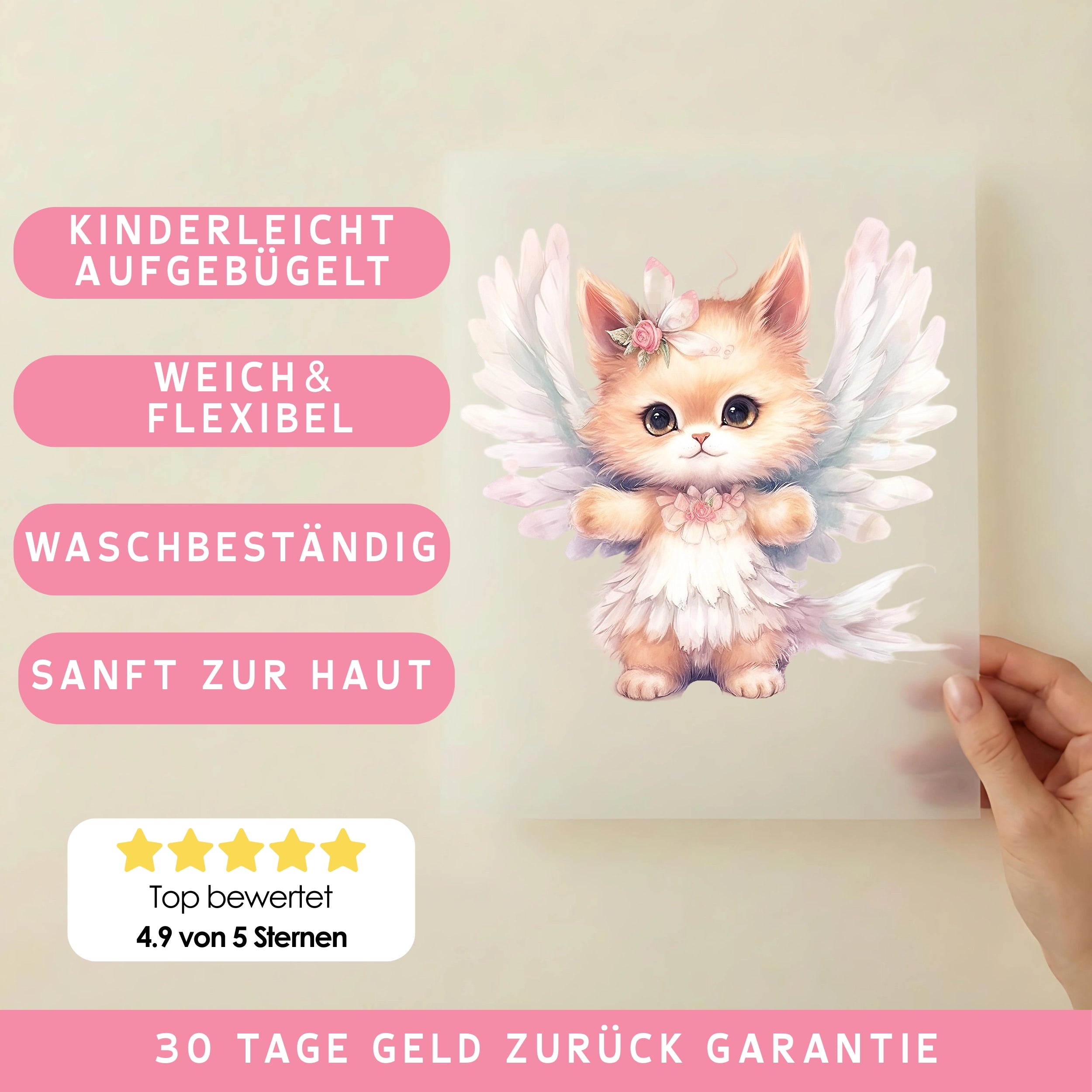 Bügelbild Fee Katze