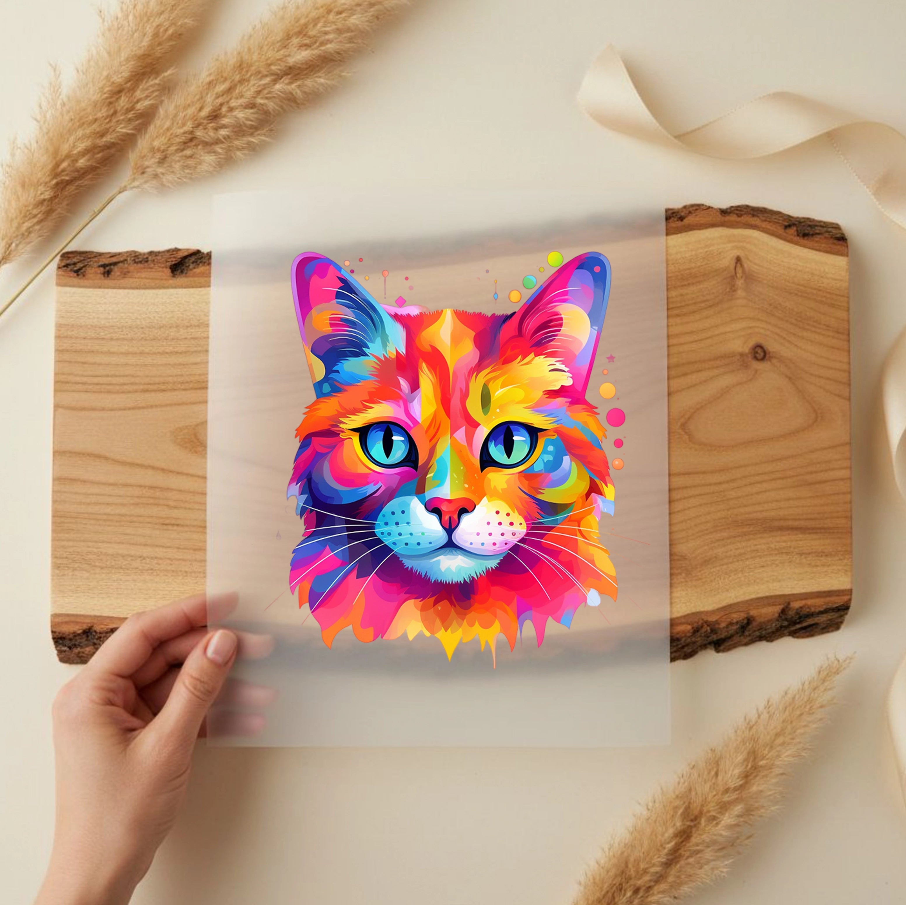 Bügelbild Katze Bunt