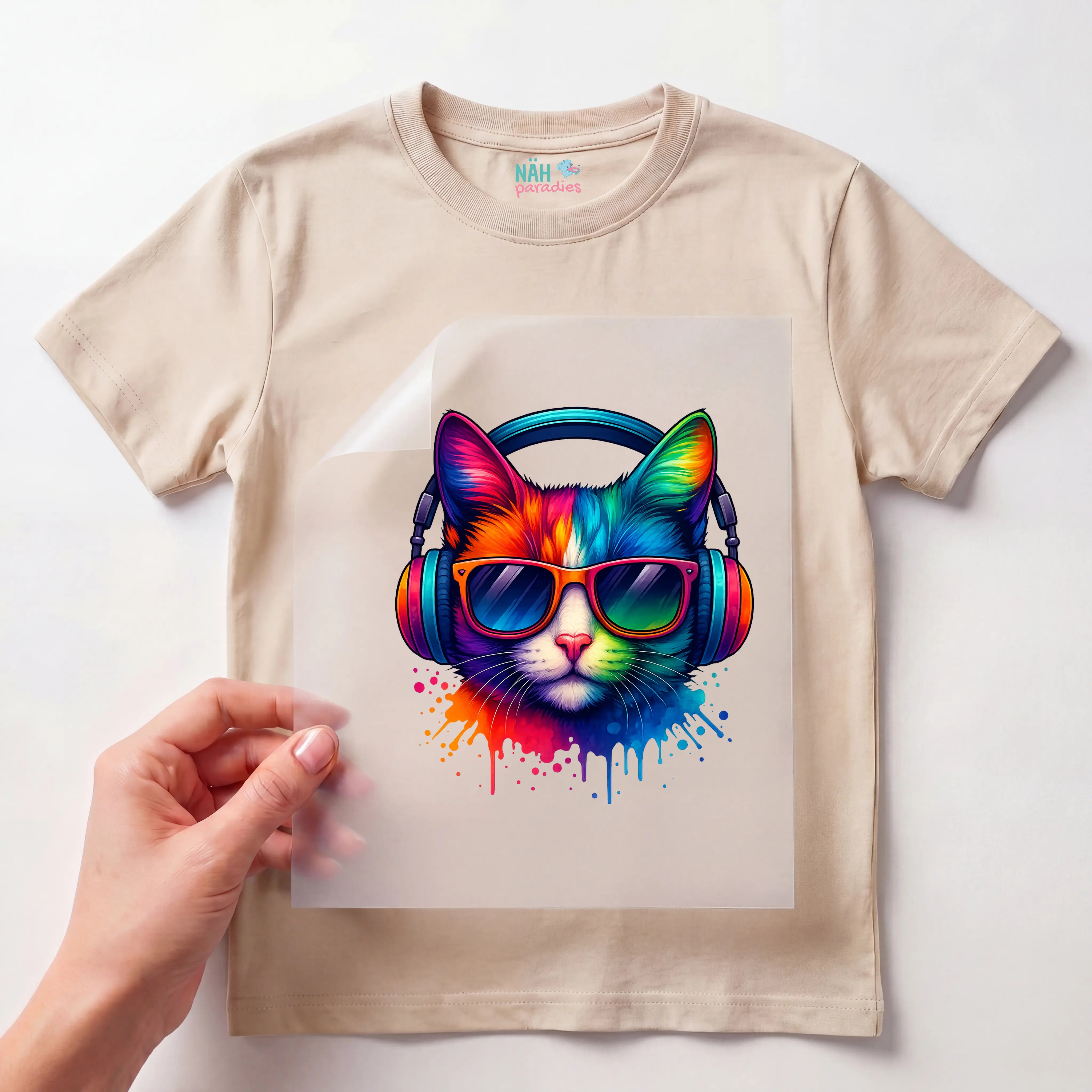 Bügelbild Katze Miau Music