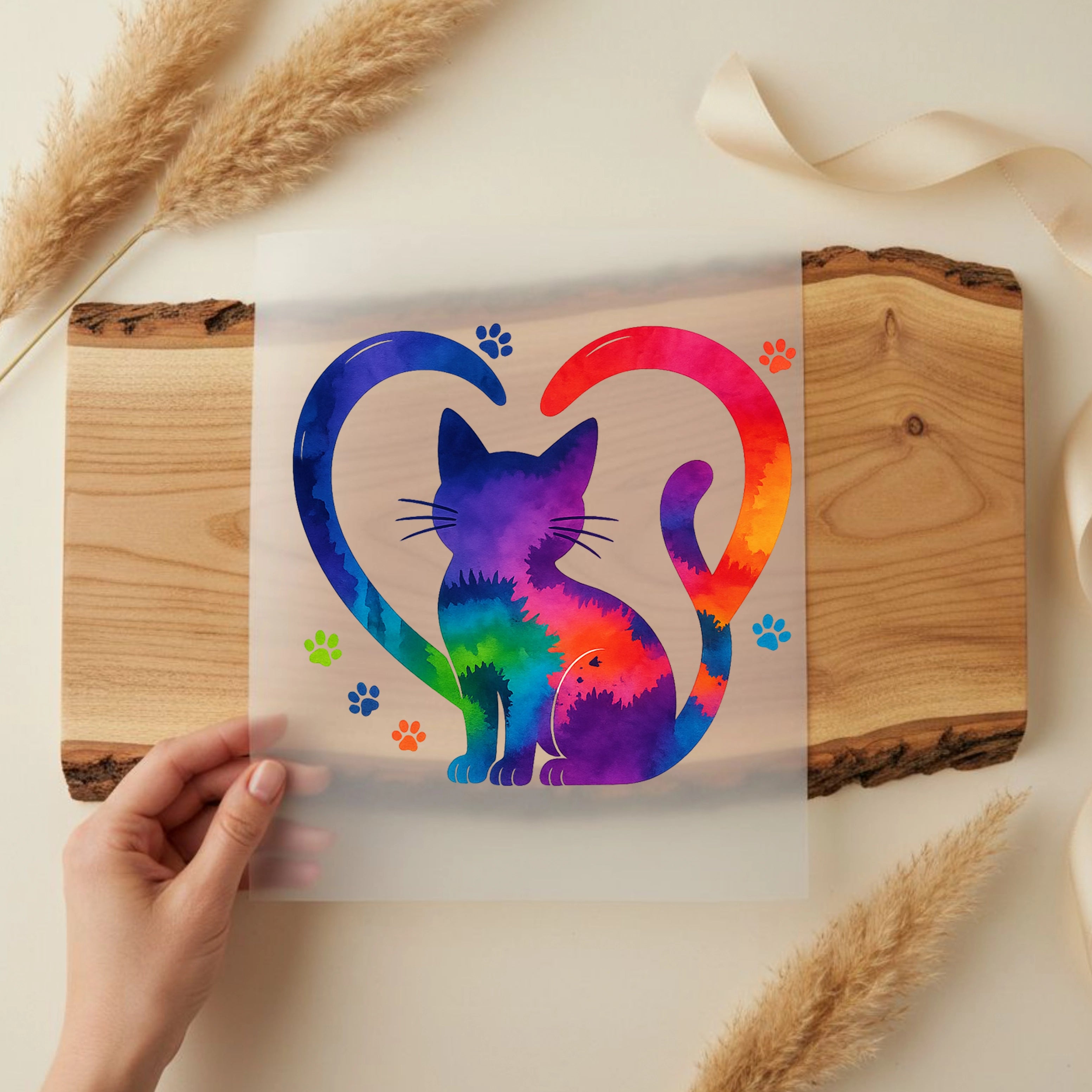 Bügelbild Katzenherz