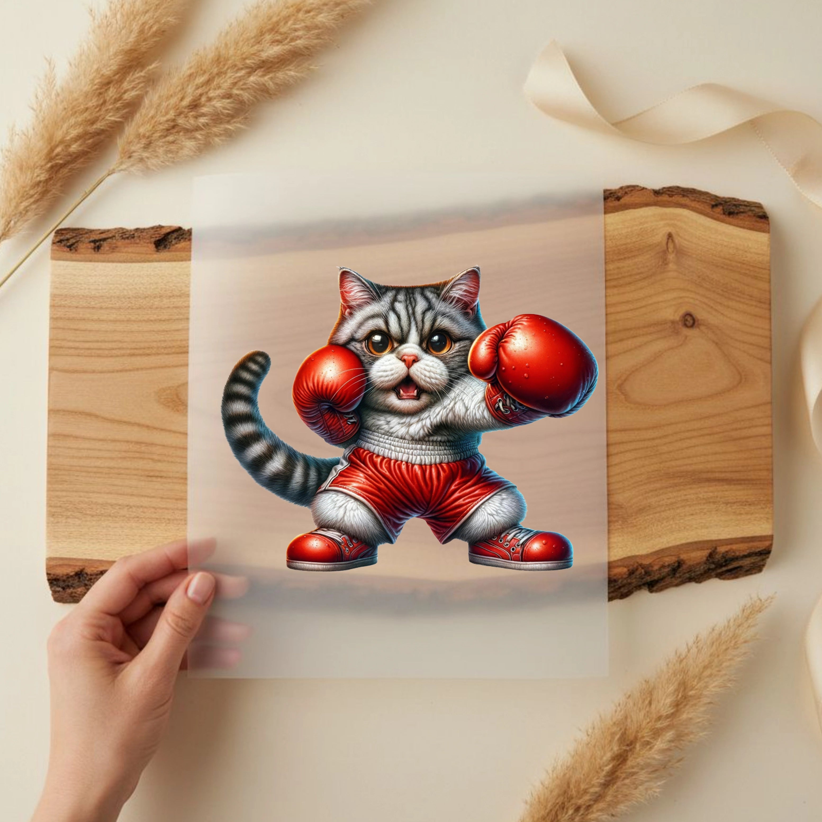 Bügelbild Katze Boxtalent
