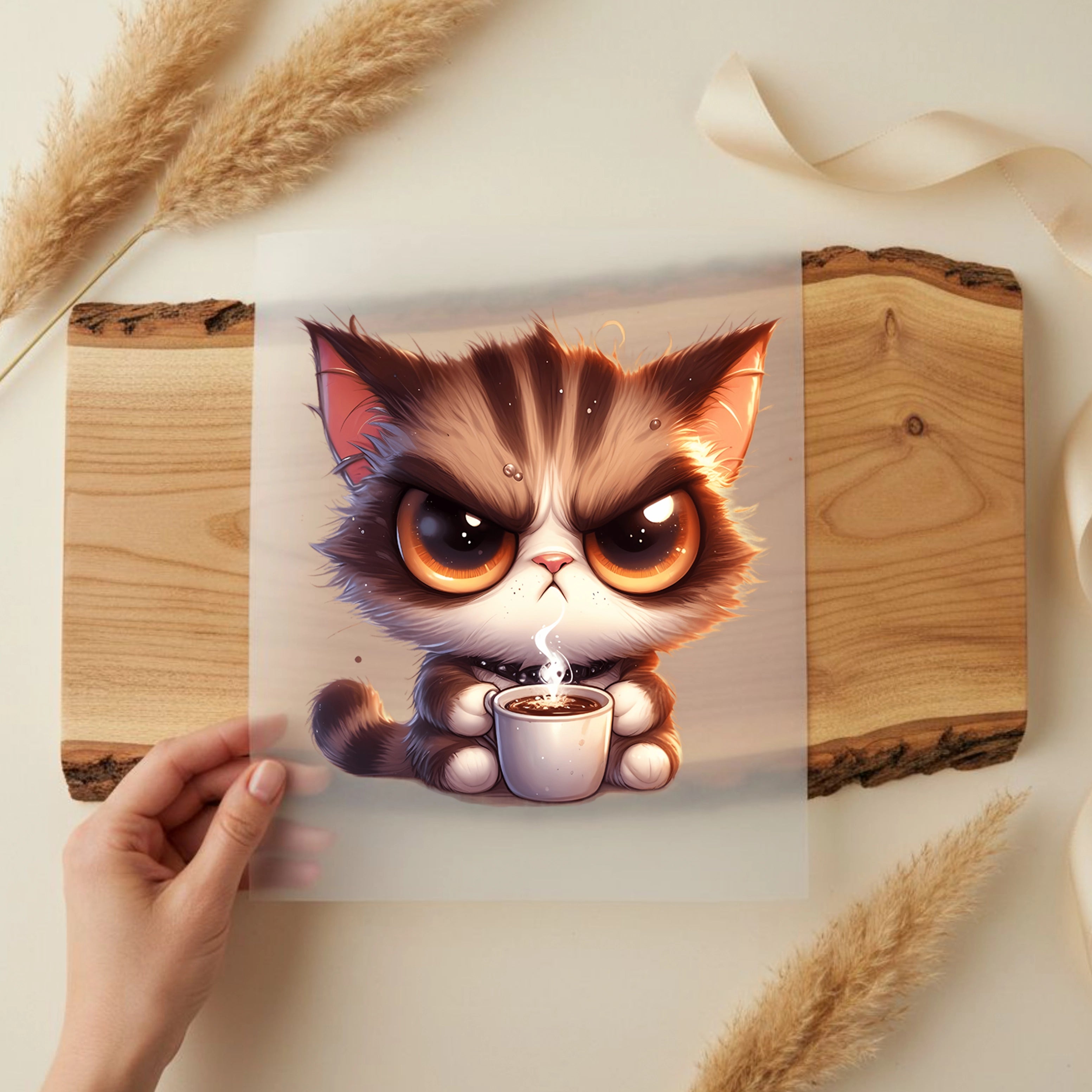 Bügelbild Kaffee Kater