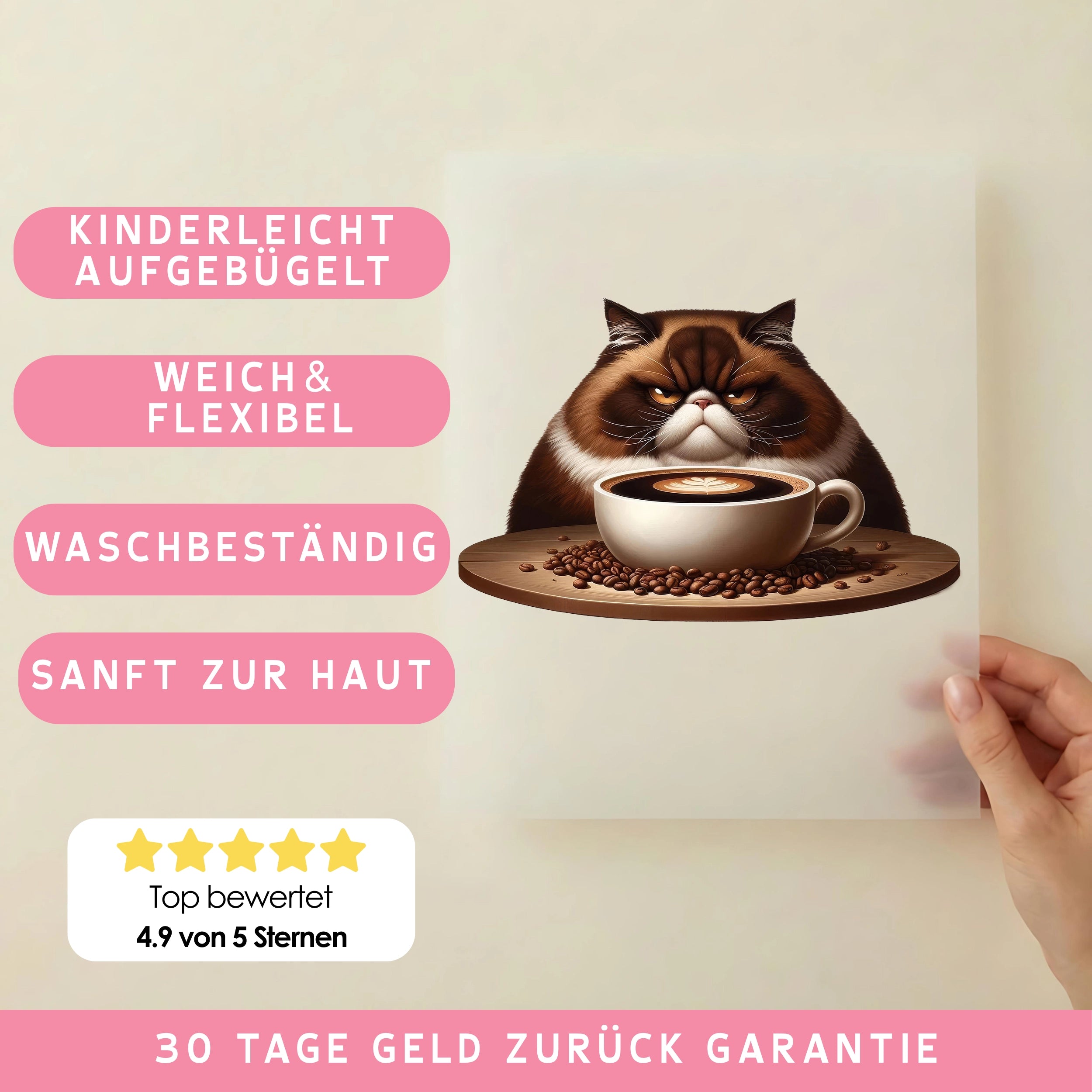 Bügelbild Kaffeekätzchen