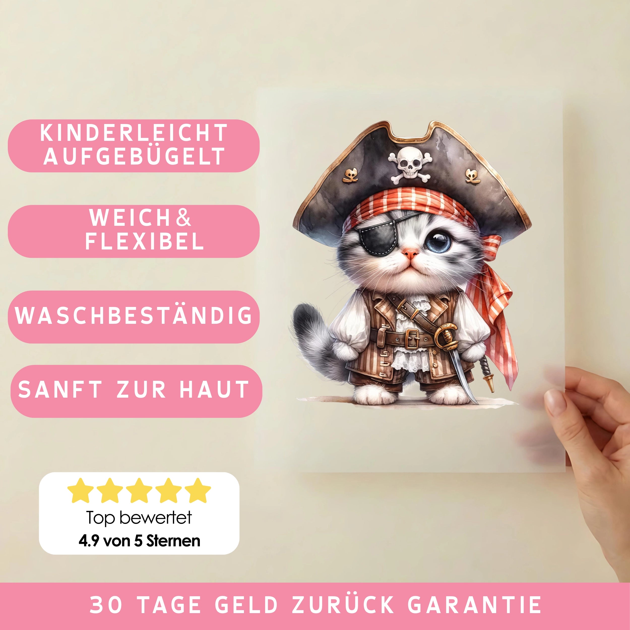 Bügelbild Piratenkatze Amber