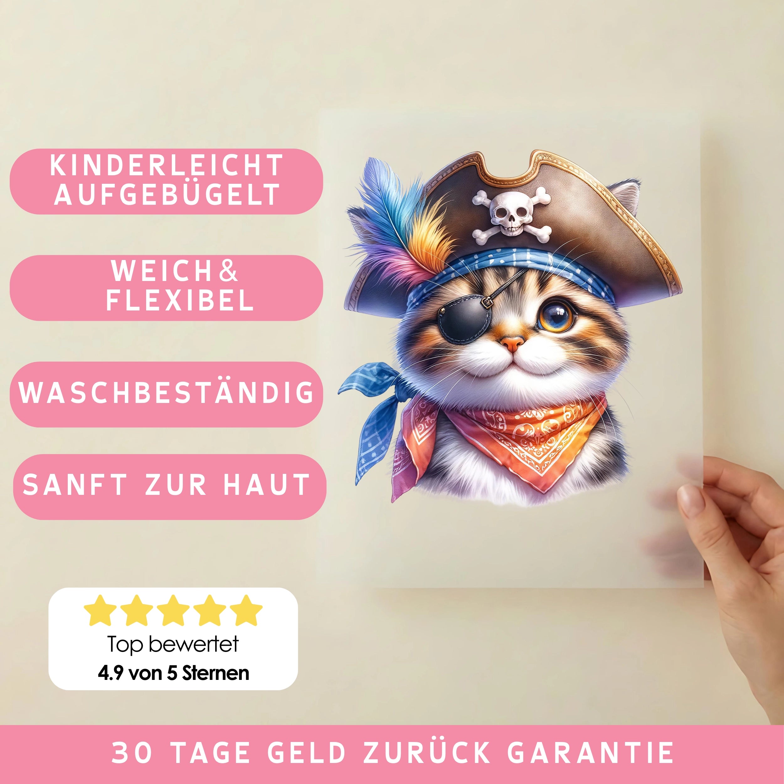 Bügelbild Piratenkatze Coco