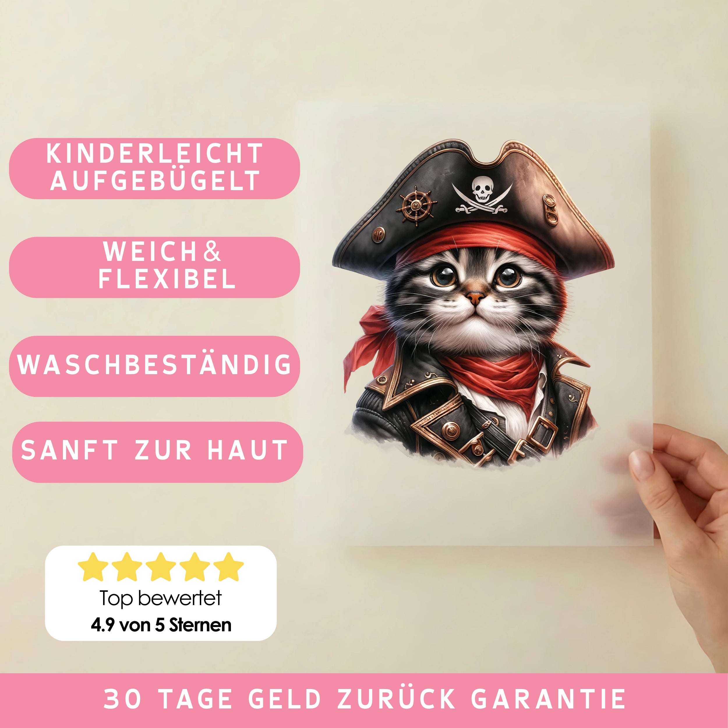 Bügelbild Piratenkatze Joe