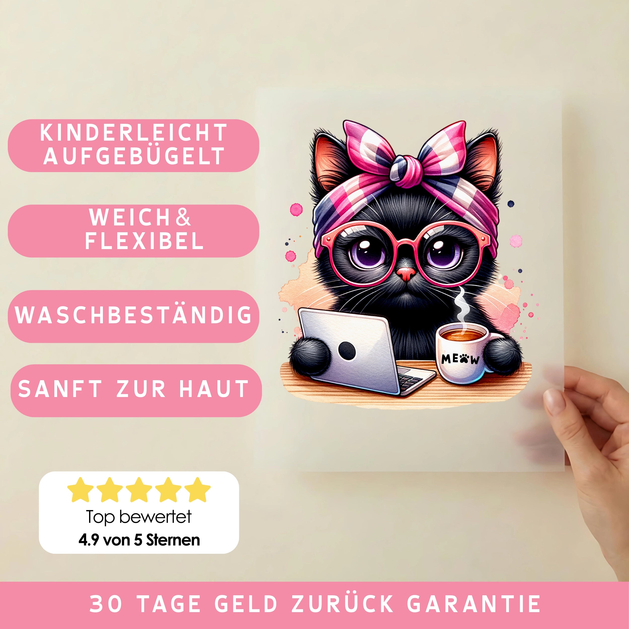 Bügelbild Fleißiges Kätzchen