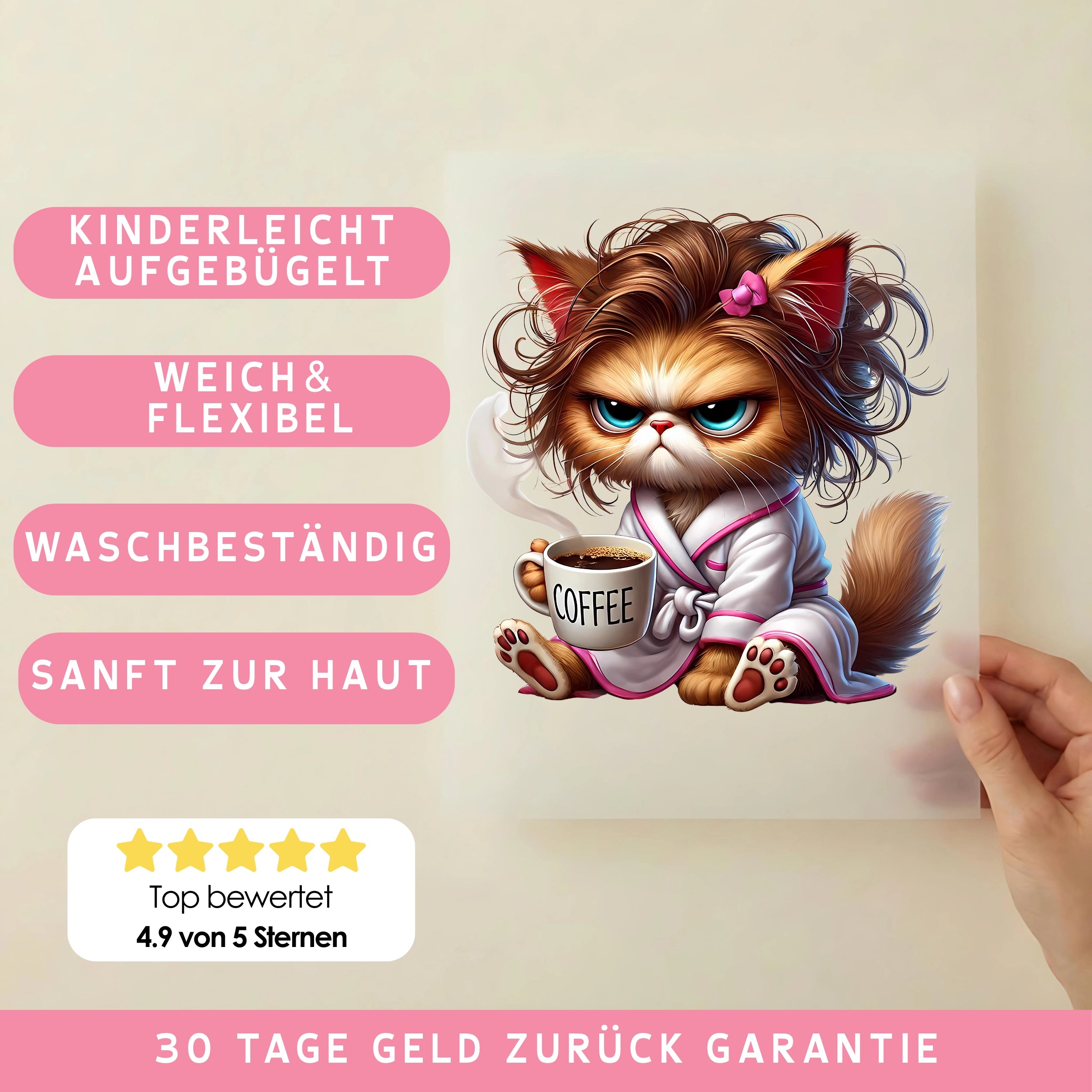 Bügelbild Morgenmuffel Katze