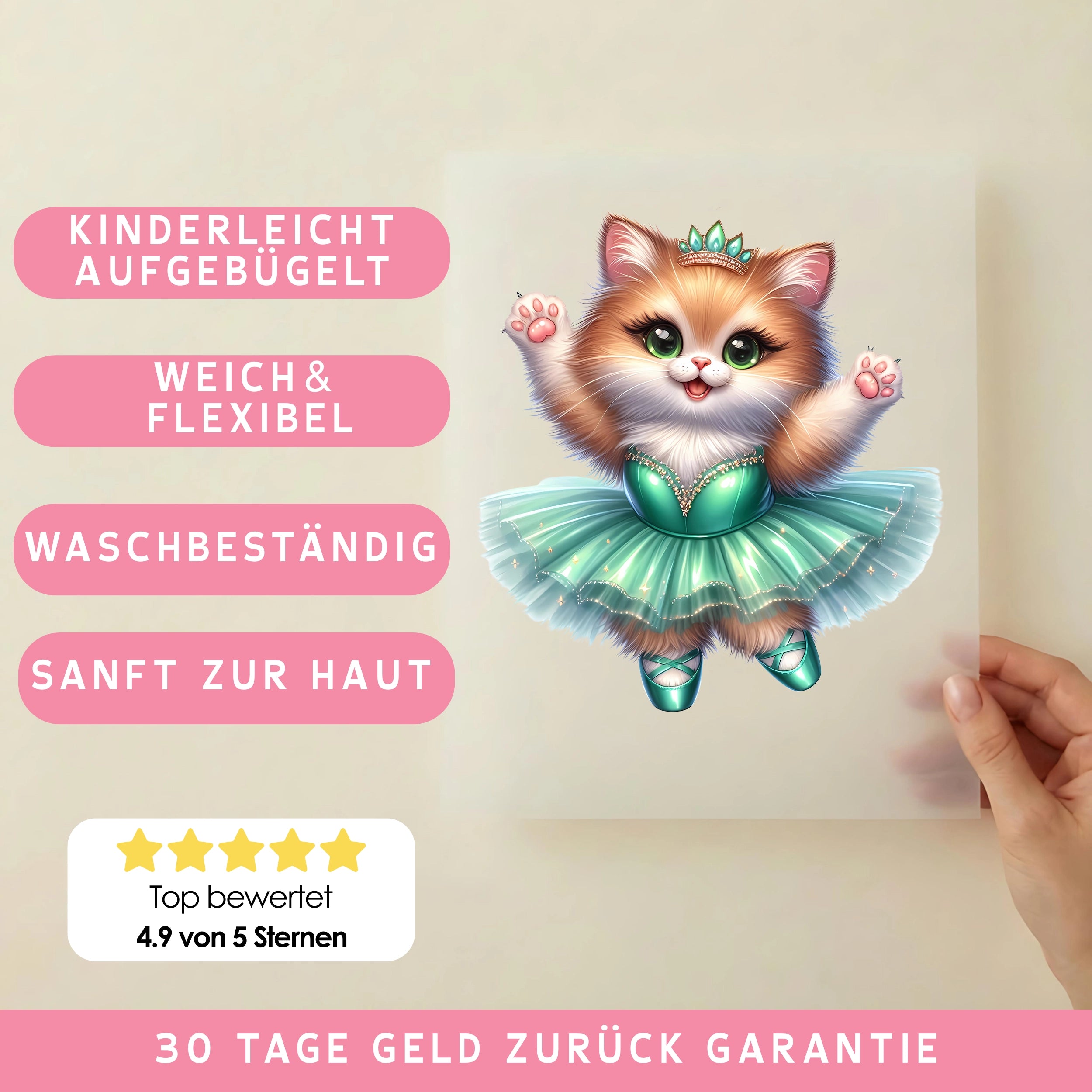 Bügelbild Katze Ballerina Mint